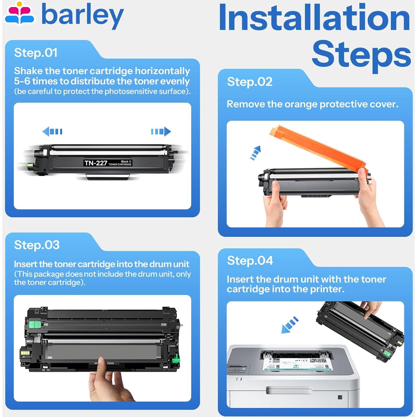 Cartucho de Tóner Negro Alto Rendimiento Barley TN227 (2 Unidades)