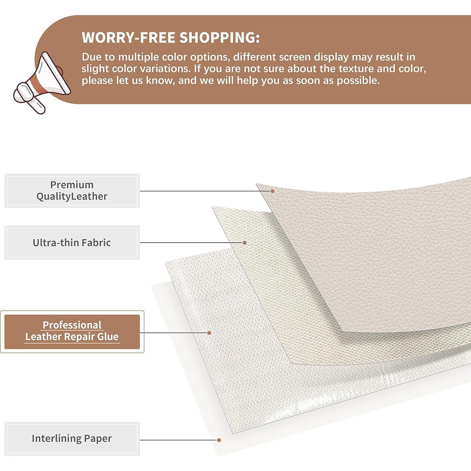 Parche de Reparación de Cuero ONine Beige 20cm x 12.7cm Autoadhesivo