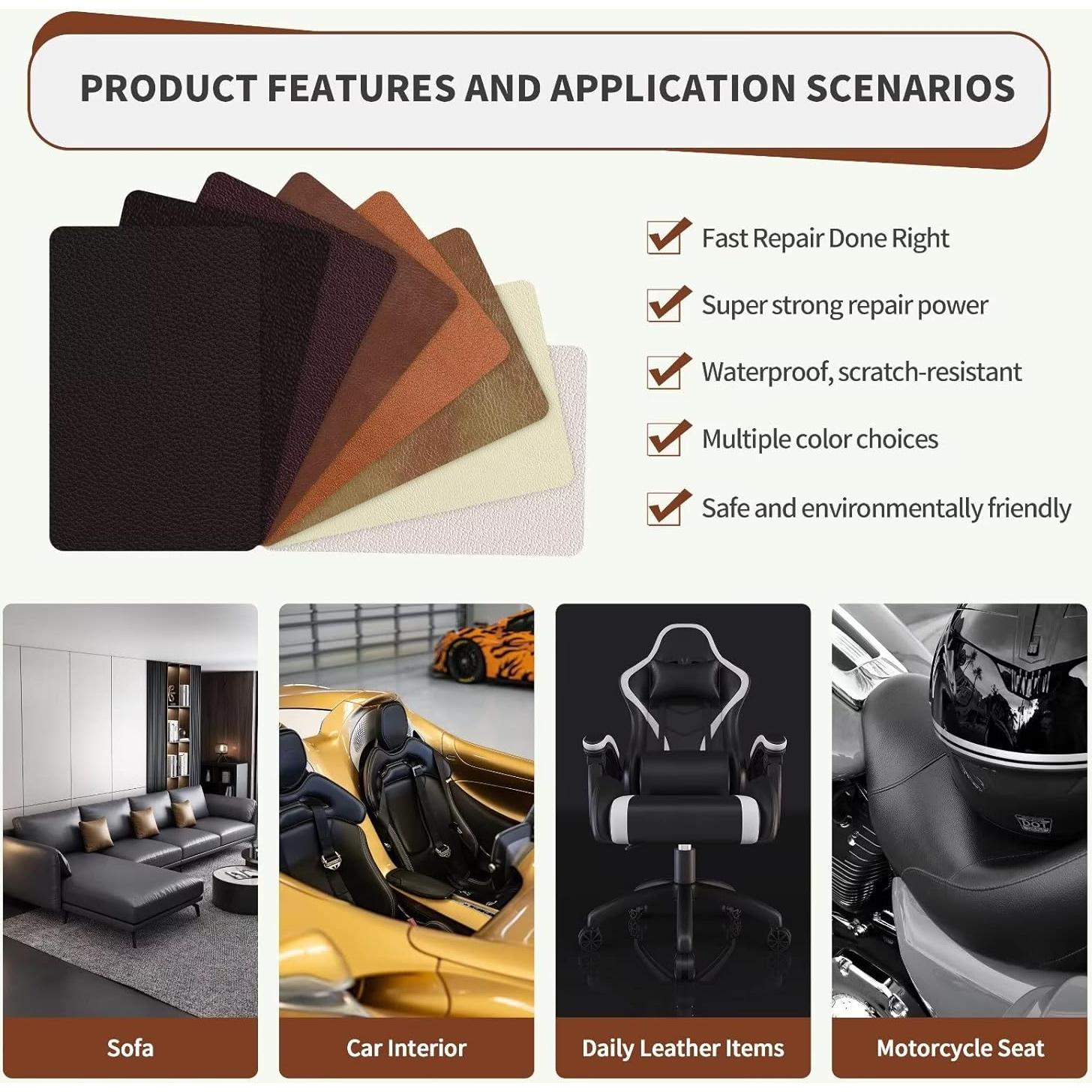 Parche de Reparación de Cuero ONine Beige 20cm x 12.7cm Autoadhesivo