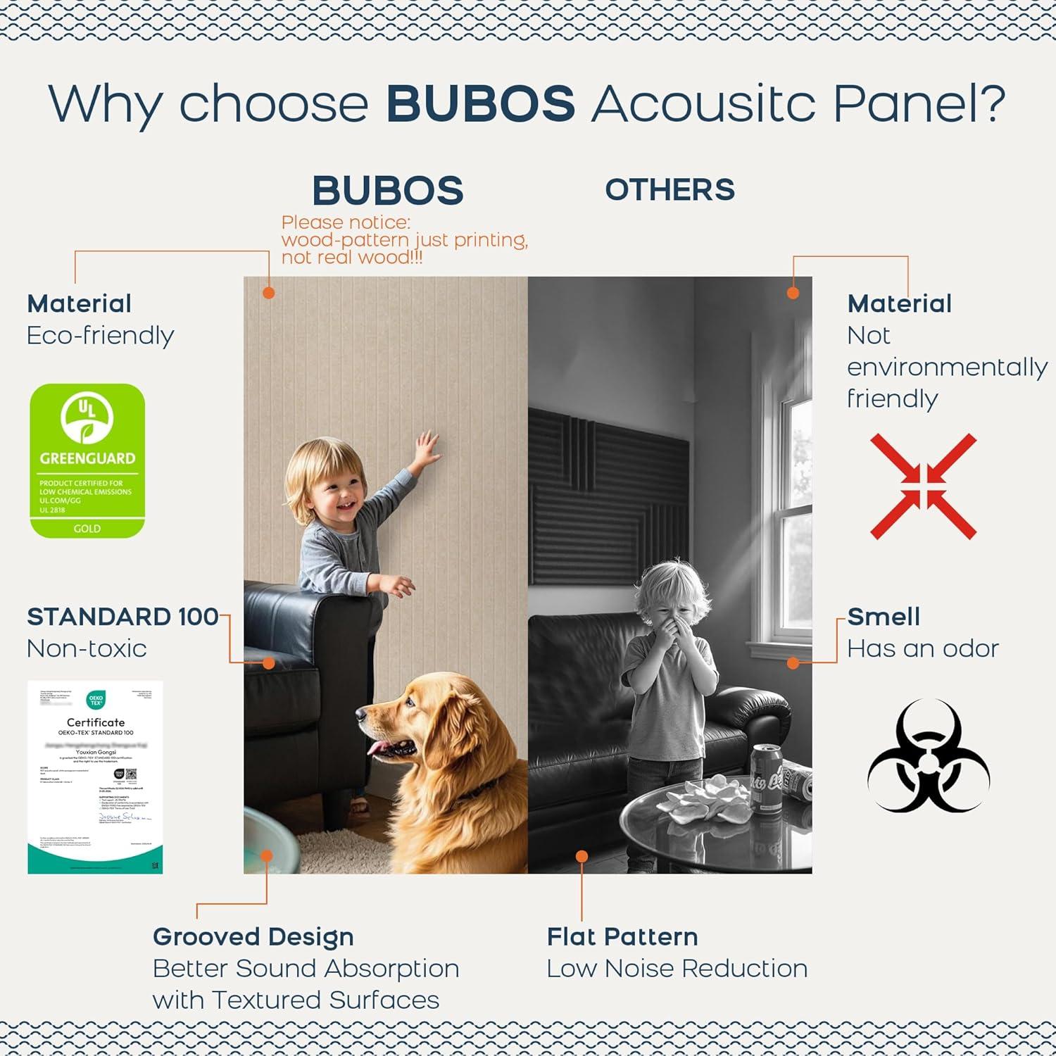 BUBOS Paneles Acústicos Grandes 120x60 cm 5 Piezas Camel 2