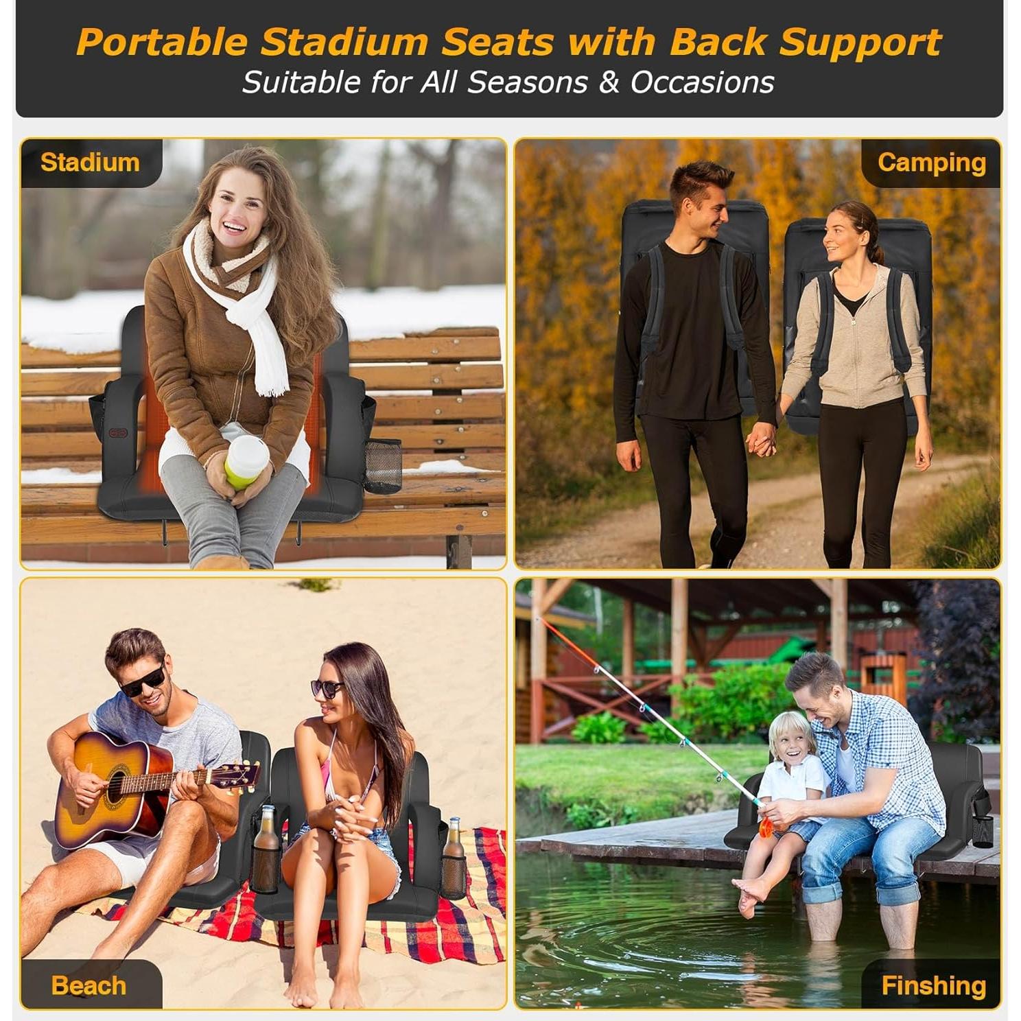 Asientos de Estadio Calentados Seeutek 2PC 63.5cm con Respaldo