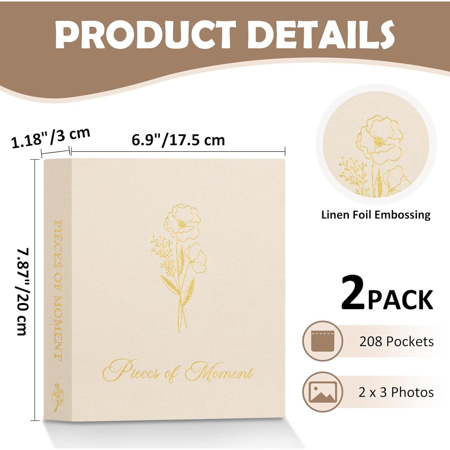 Álbum de Fotos Polaroid Lanpn Beige 2 Paquetes 208 Fotos 5x7.6 cm