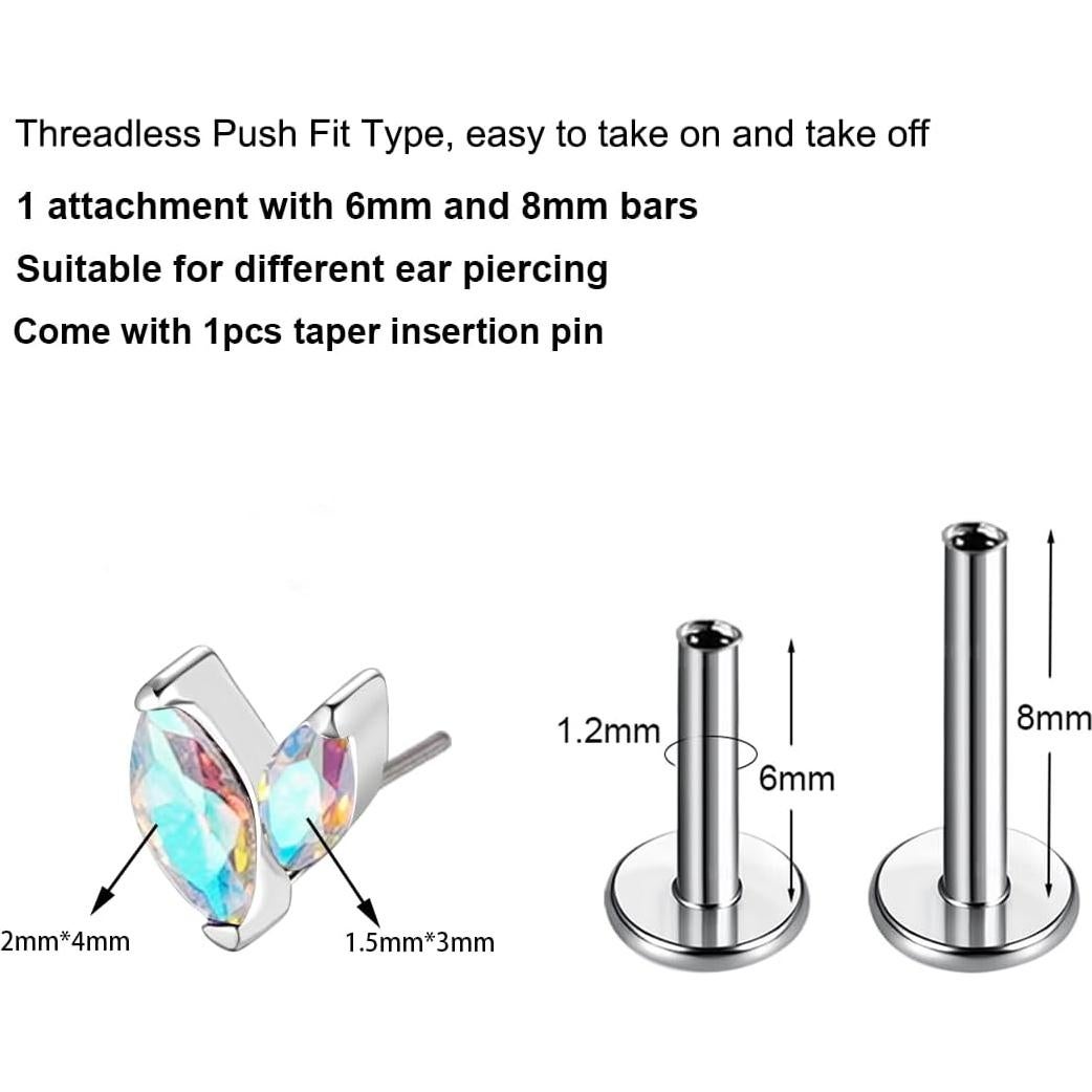 Pendientes de Titanio G23 16G 1.2mm Sin Rosca para Piercing