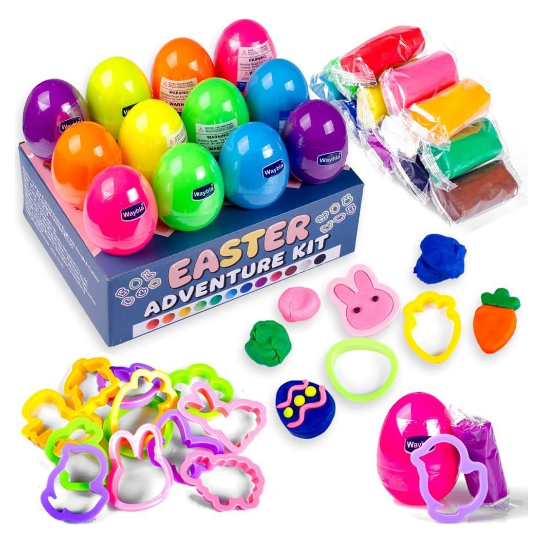 Paquete de 12 Huevos de Pascua Waybla con Masa para Modelar