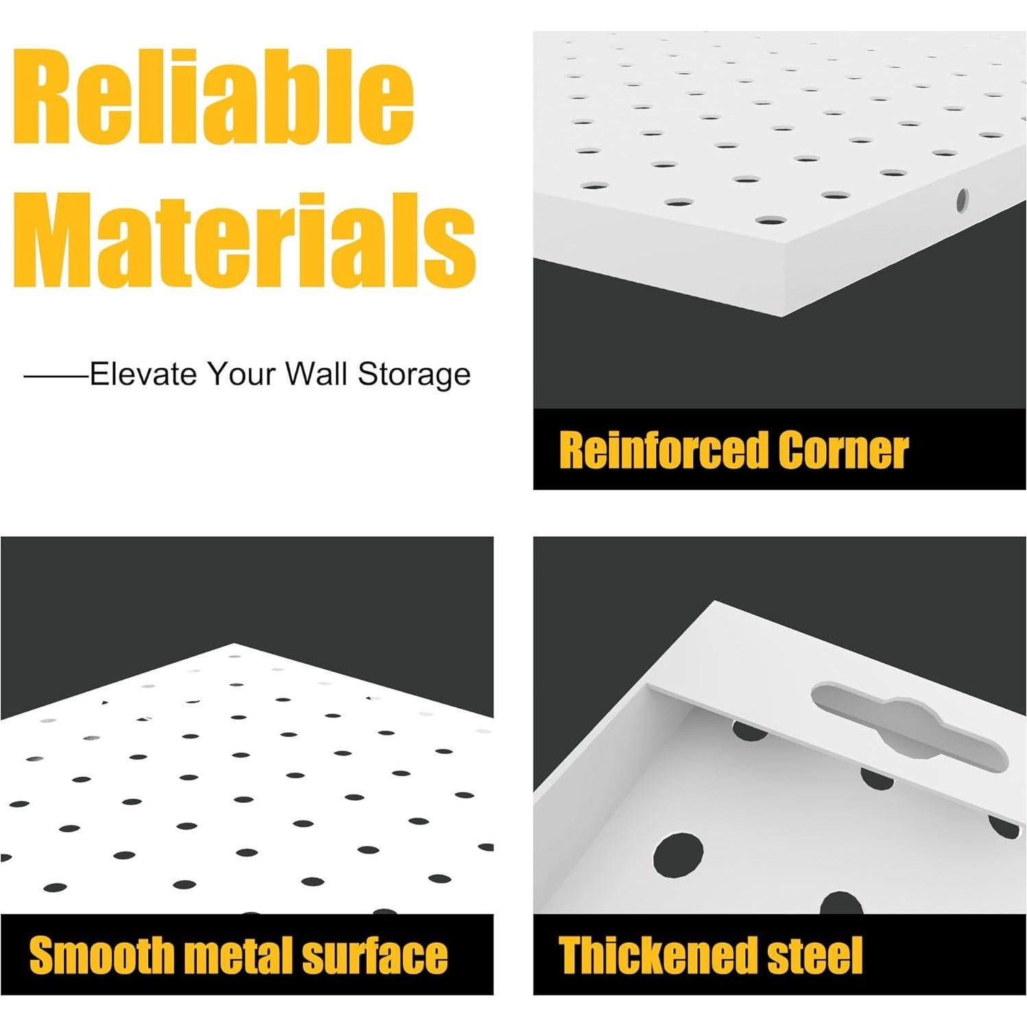 Tablero de Clavos de Metal Spampur 4 Pcs 40.64x30.48 cm Blanco