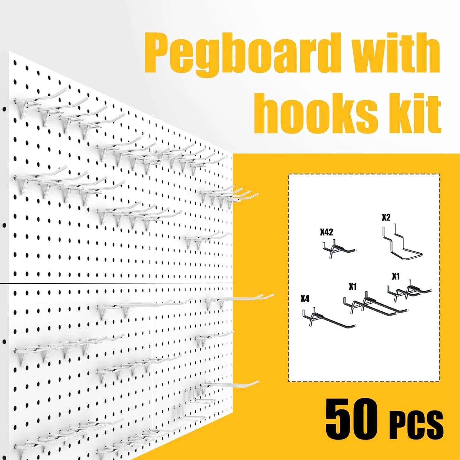 Tablero de Clavos de Metal Spampur 4 Pcs 40.64x30.48 cm Blanco