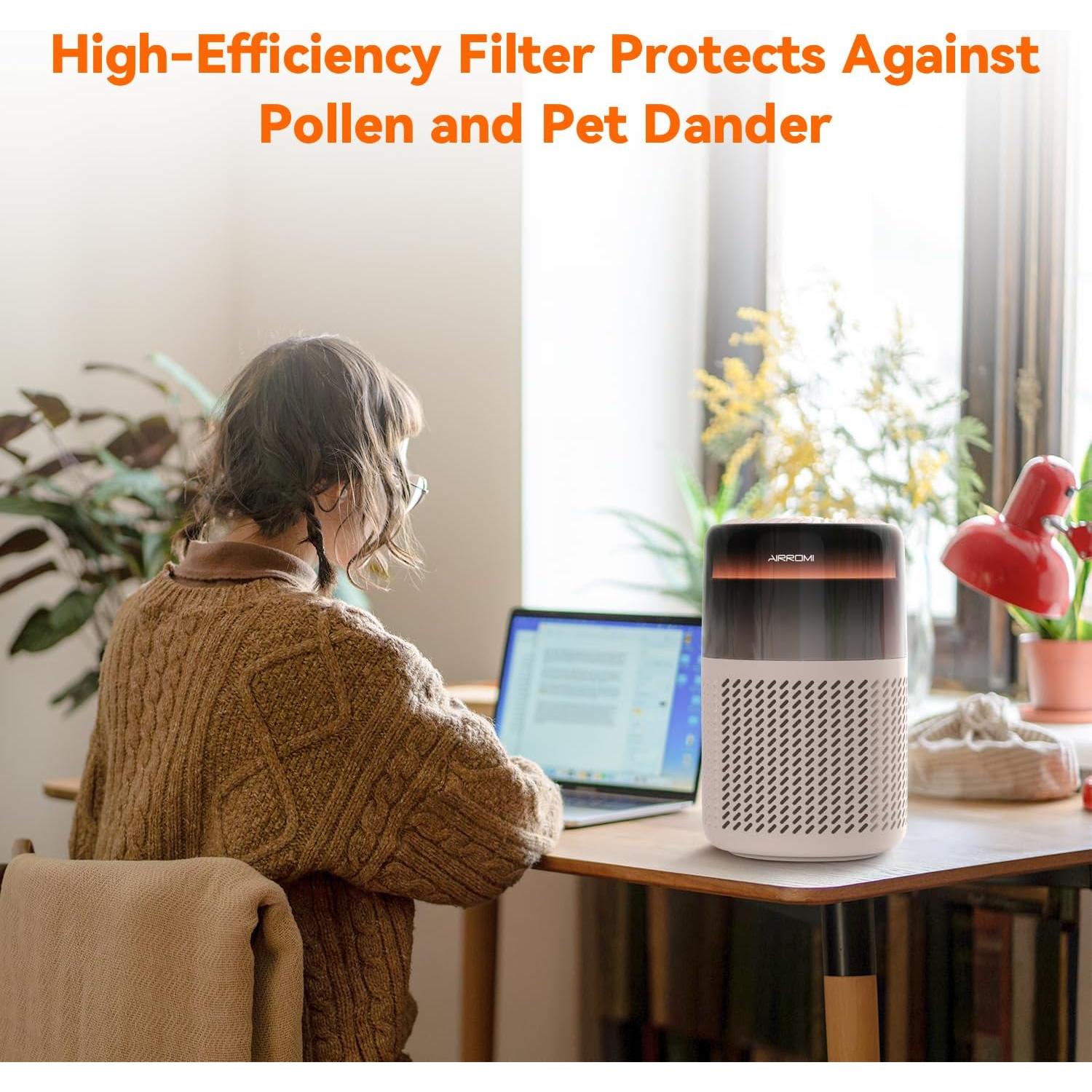 Purificador de Aire AIRROMI A2005 Beige, Filtro HEPA, 51 m²