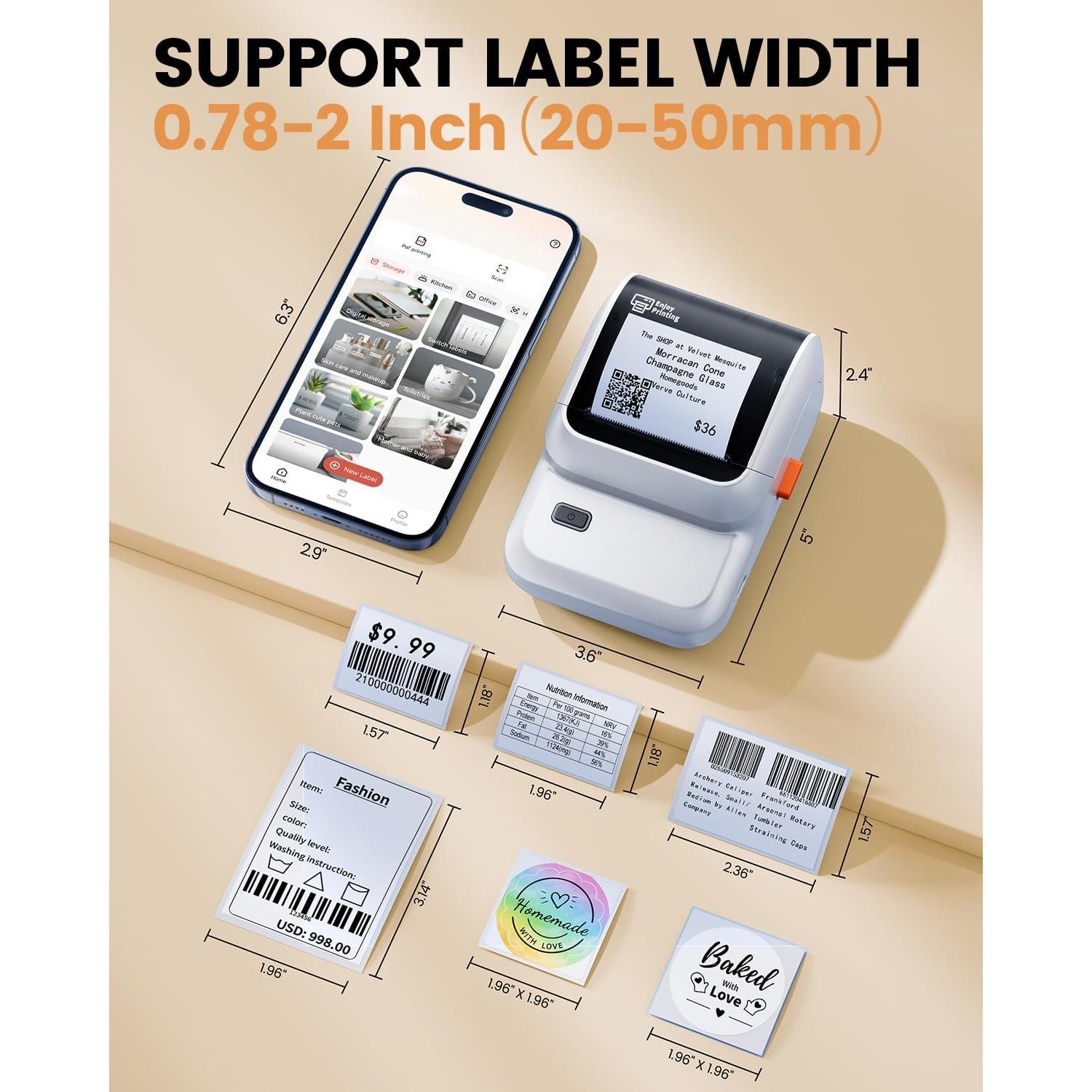 Impresora de Etiquetas Ponek M100 Bluetooth con 3 Rollos 40x30mm