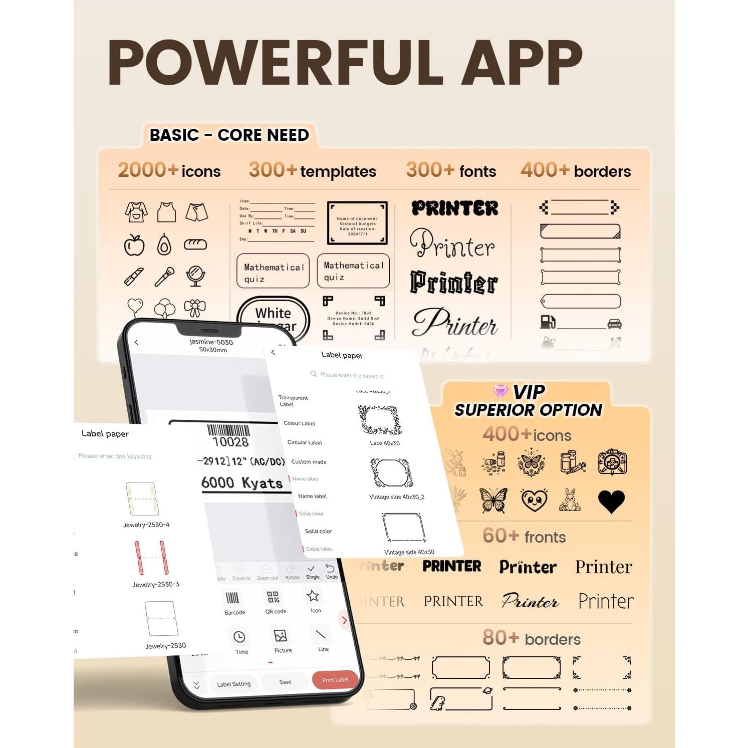 Impresora de Etiquetas Ponek M100 Bluetooth con 3 Rollos 40x30mm