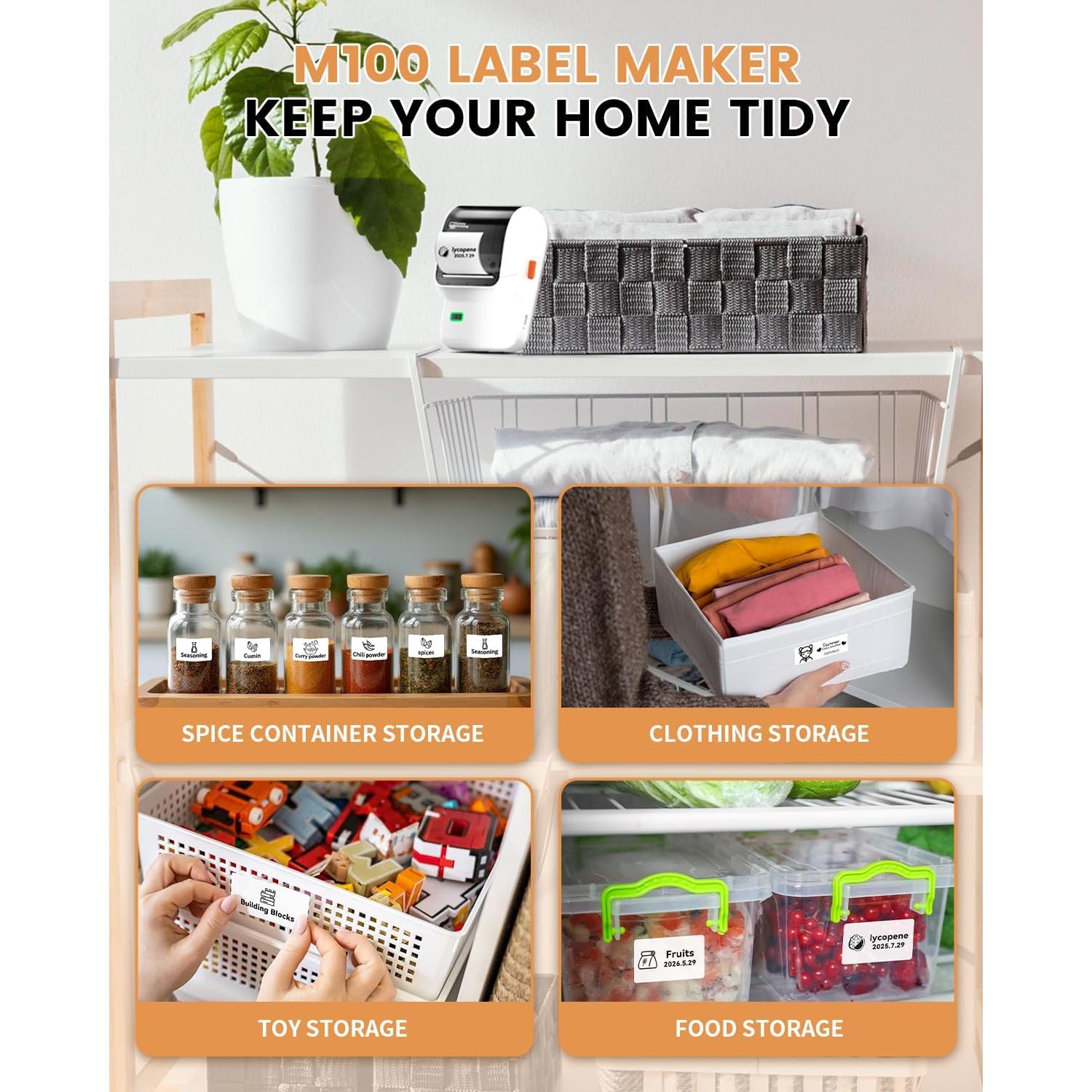 Impresora de Etiquetas Ponek M100 Bluetooth con 3 Rollos 40x30mm