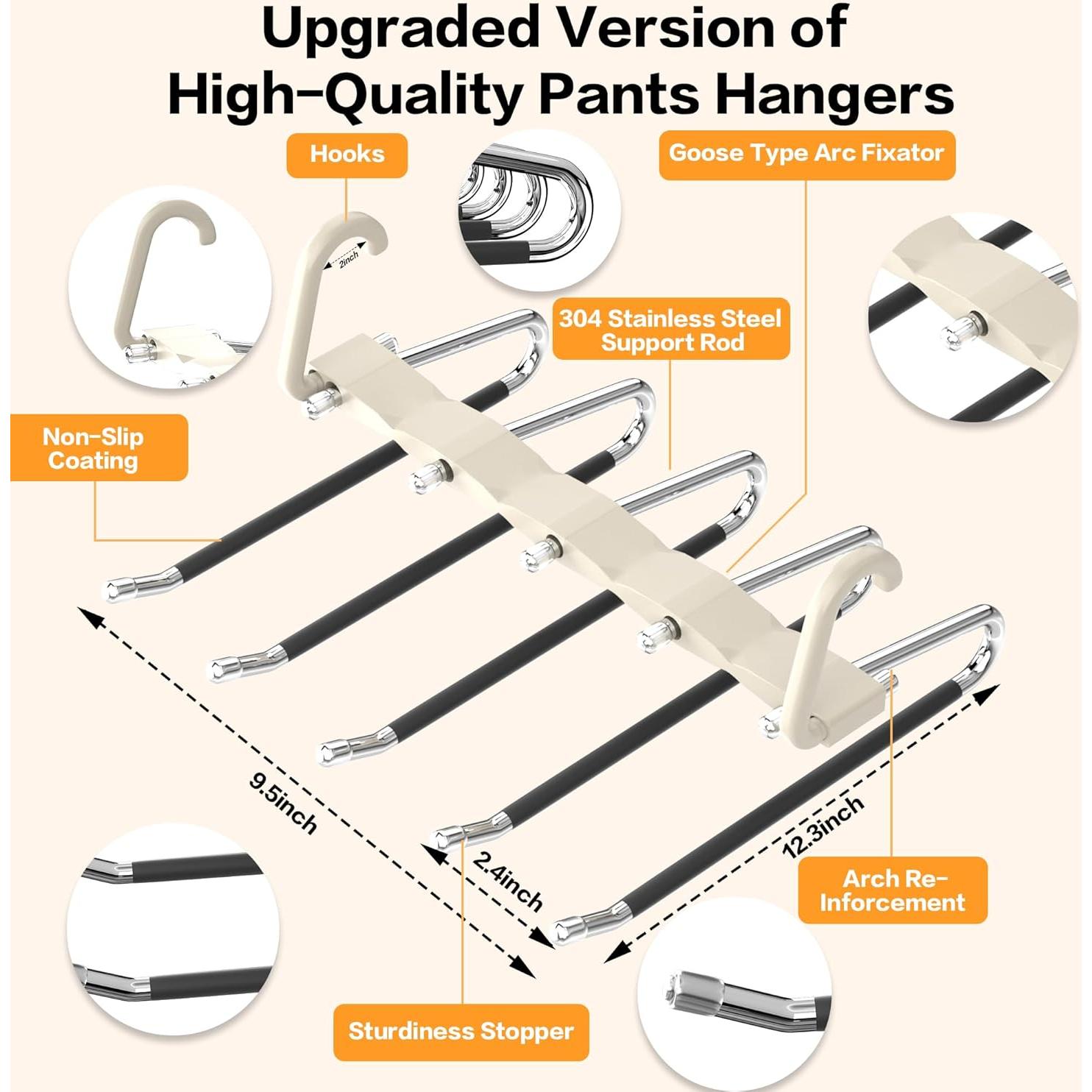 Perchas para Pantalones AUFETQ - Paquete de 2 Antideslizantes