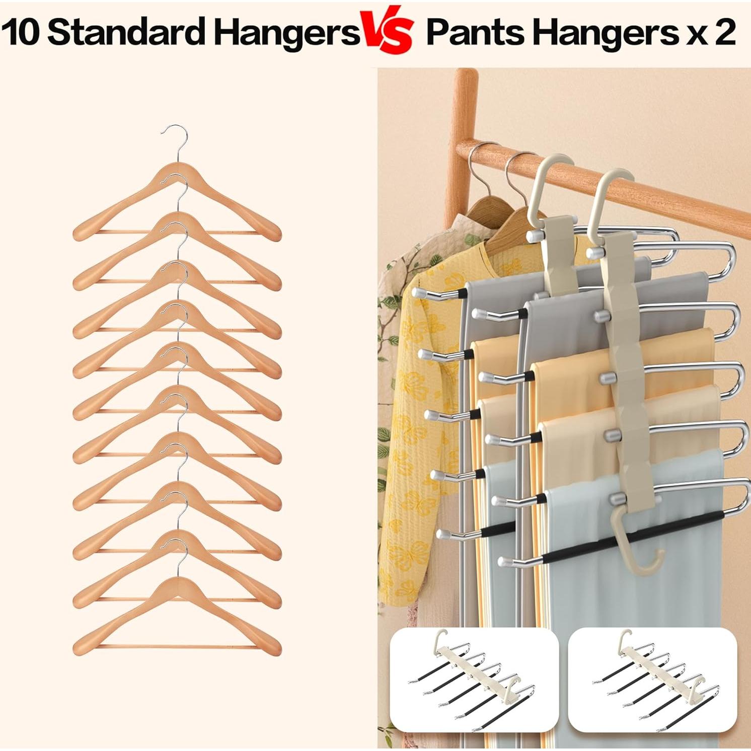 Perchas para Pantalones AUFETQ - Paquete de 2 Antideslizantes