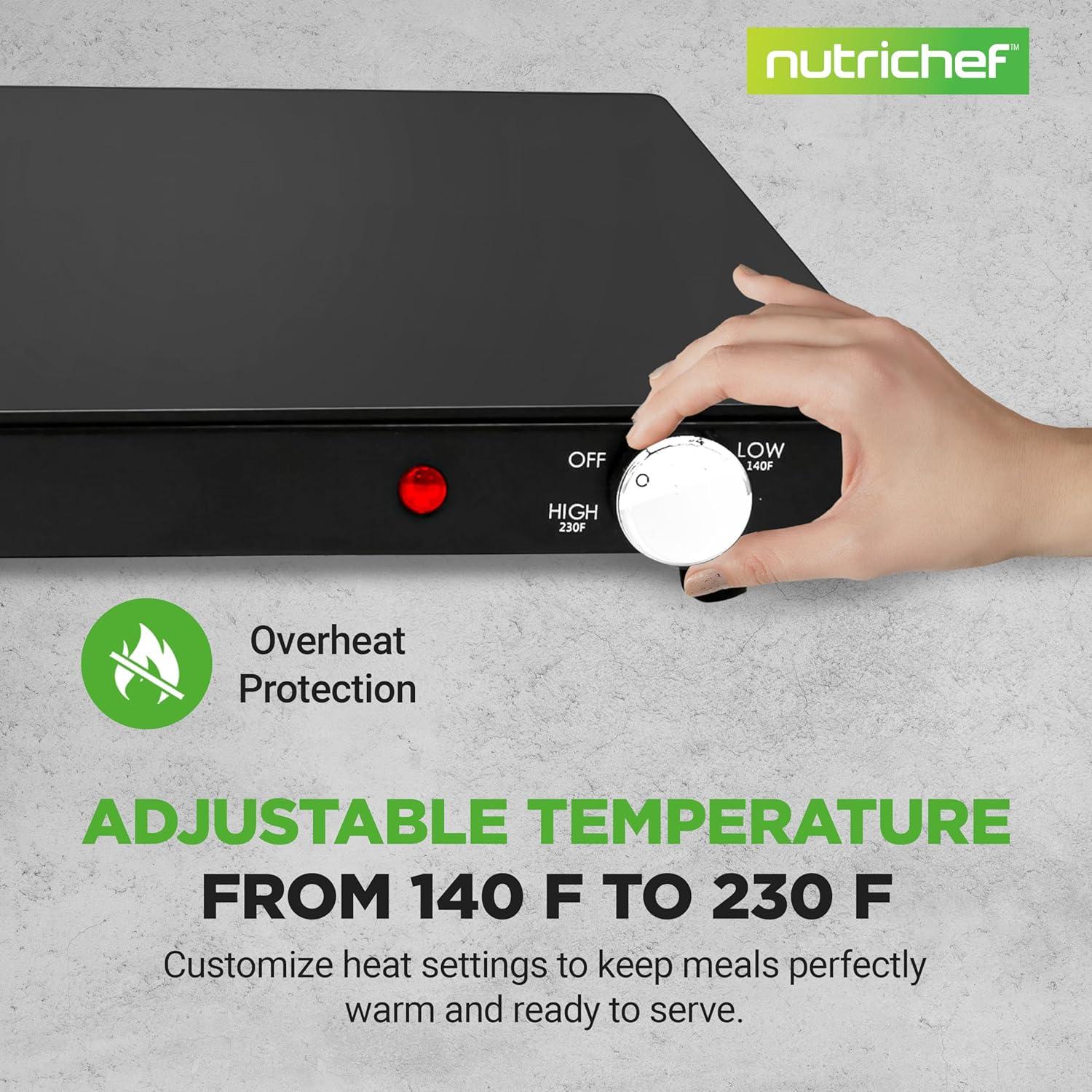 Bandeja Calentadora Eléctrica NutriChef 53.8x41.9cm Negra