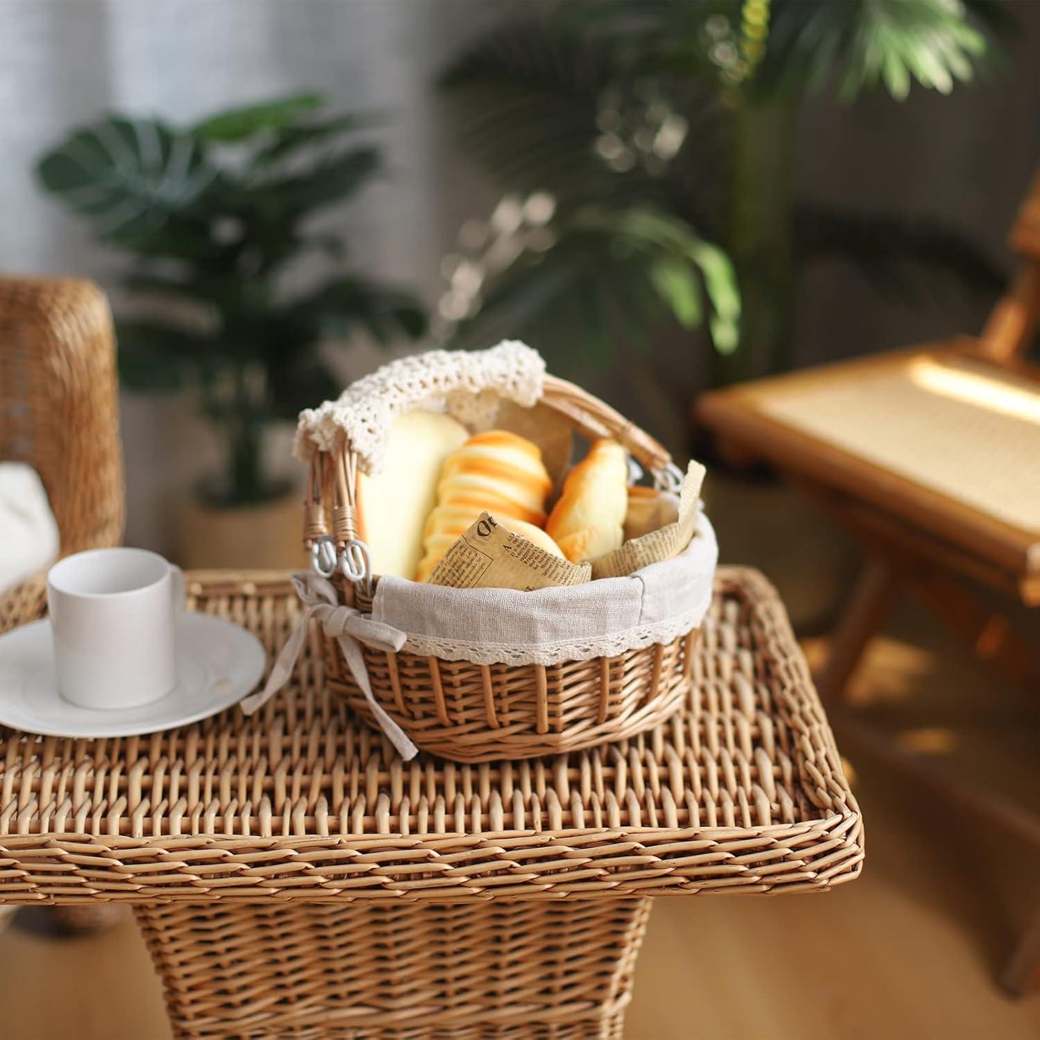 Cesta de Mimbre SHCMSADO con Asas 25x22x12.5 cm Beige