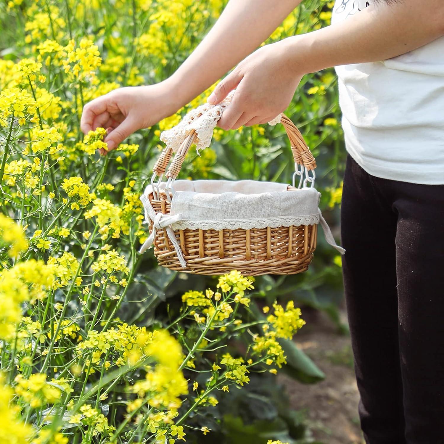 Cesta de Mimbre SHCMSADO con Asas 25x22x12.5 cm Beige