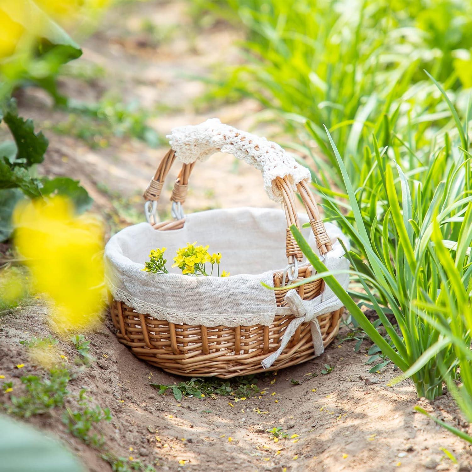 Cesta de Mimbre SHCMSADO con Asas 25x22x12.5 cm Beige