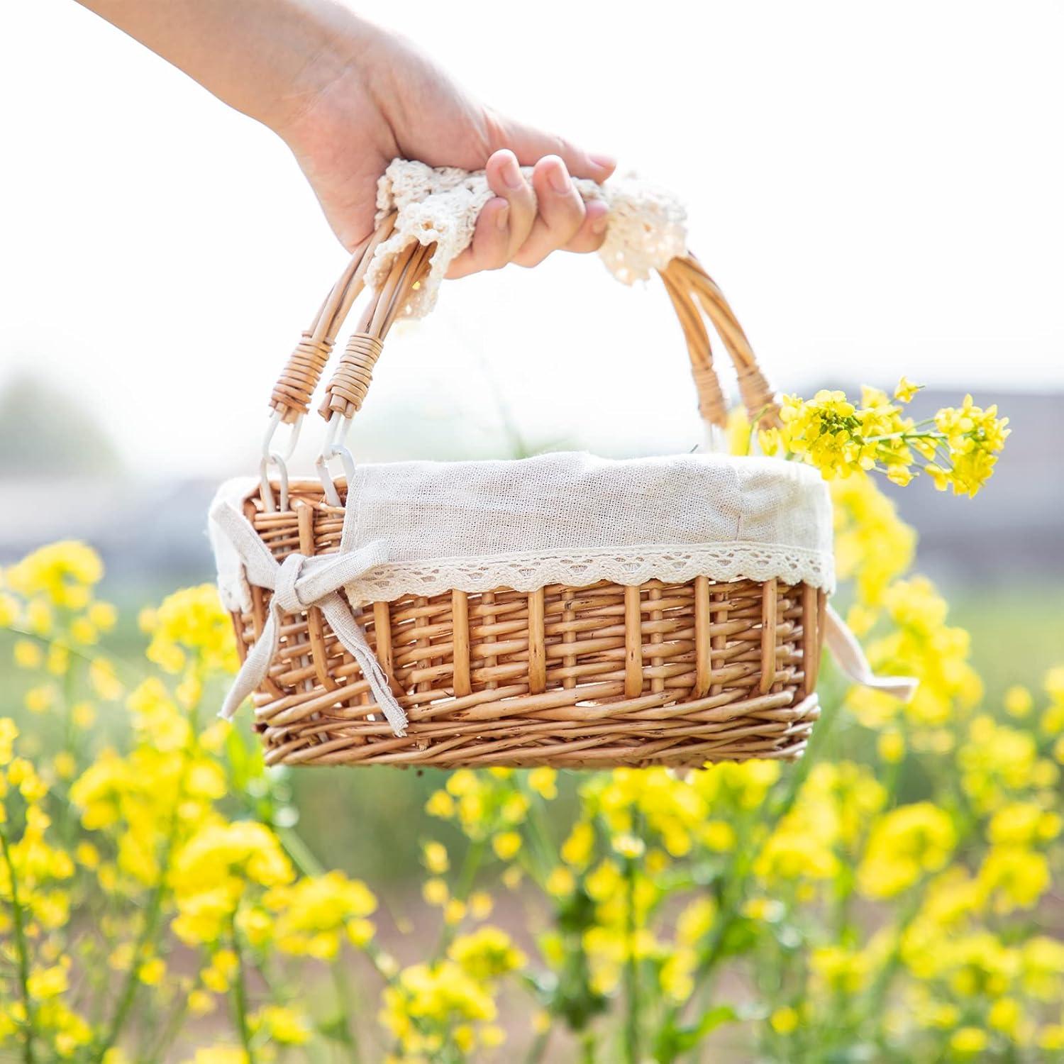 Cesta de Mimbre SHCMSADO con Asas 25x22x12.5 cm Beige