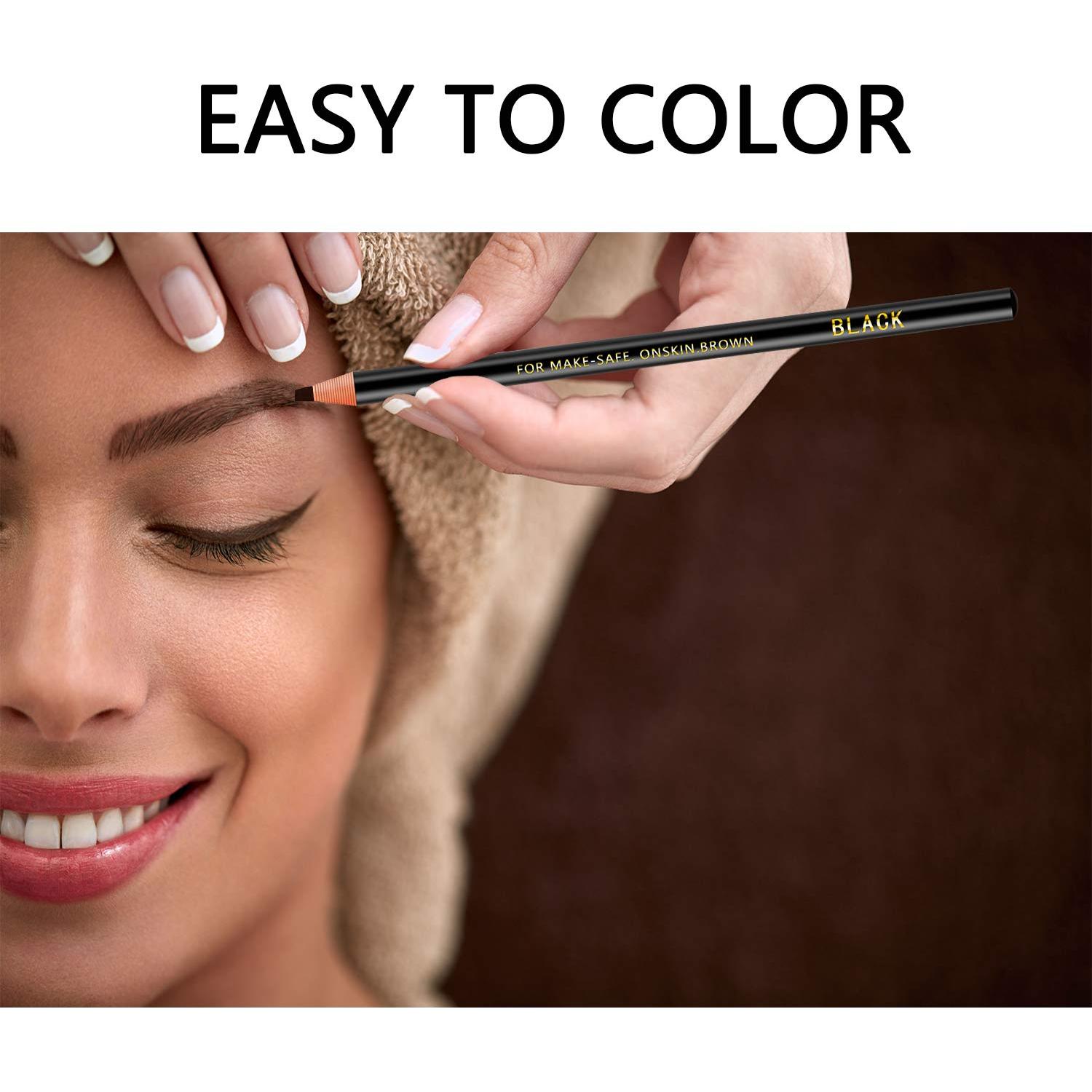 Lápiz de Cejas Impermeable Kaiqikaixi - 6 Piezas Color Negro