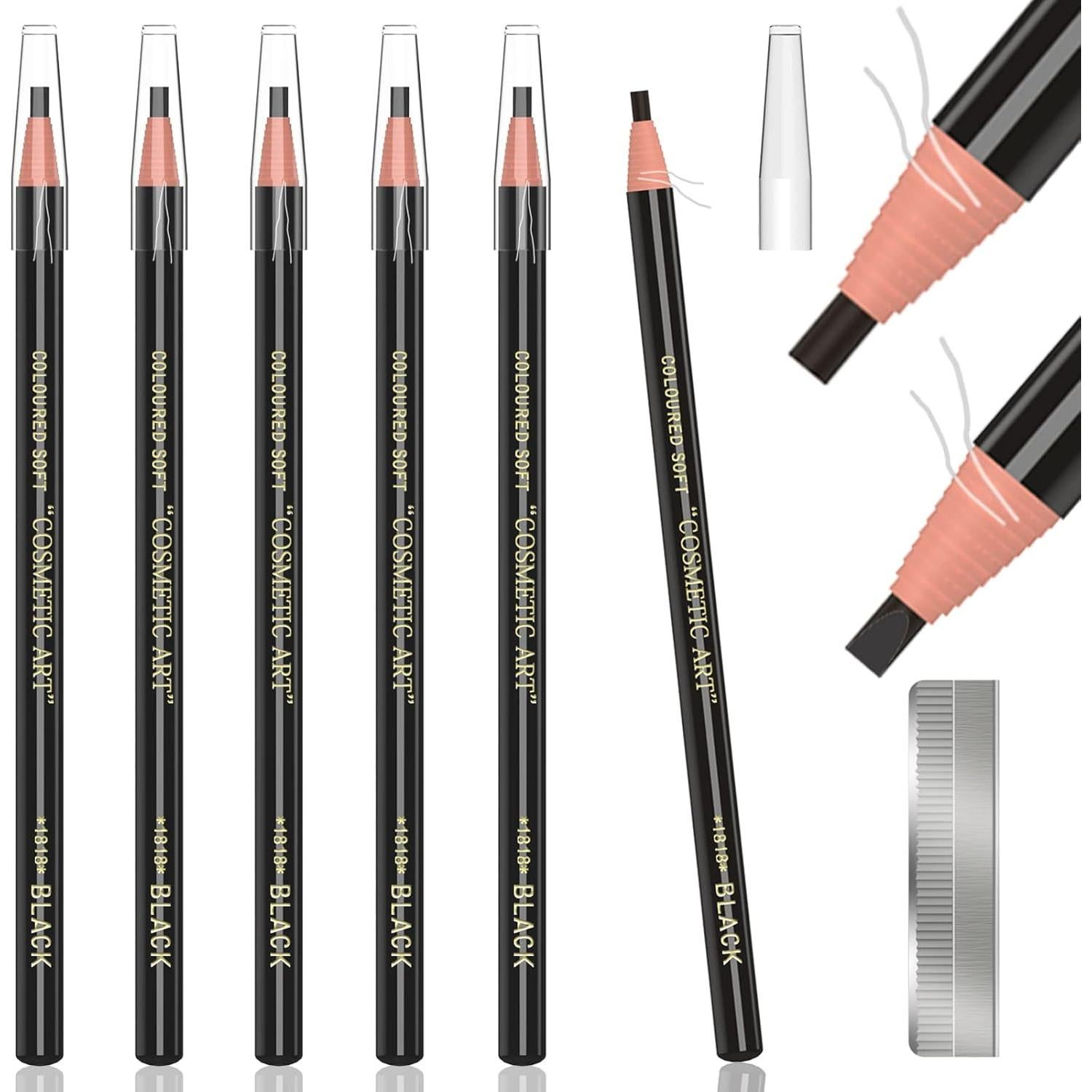 Lápiz de Cejas Impermeable Kaiqikaixi - 6 Piezas Color Negro