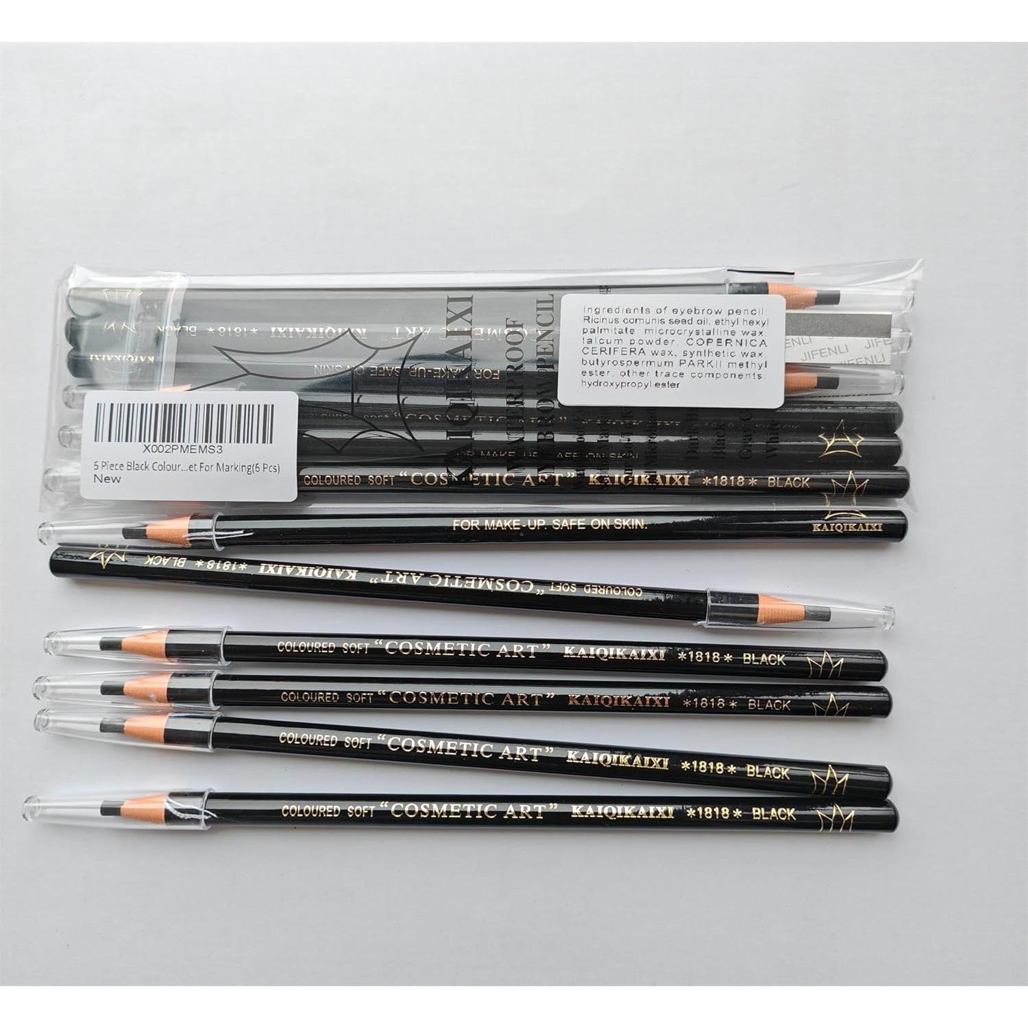 Lápiz de Cejas Impermeable Kaiqikaixi - 6 Piezas Color Negro