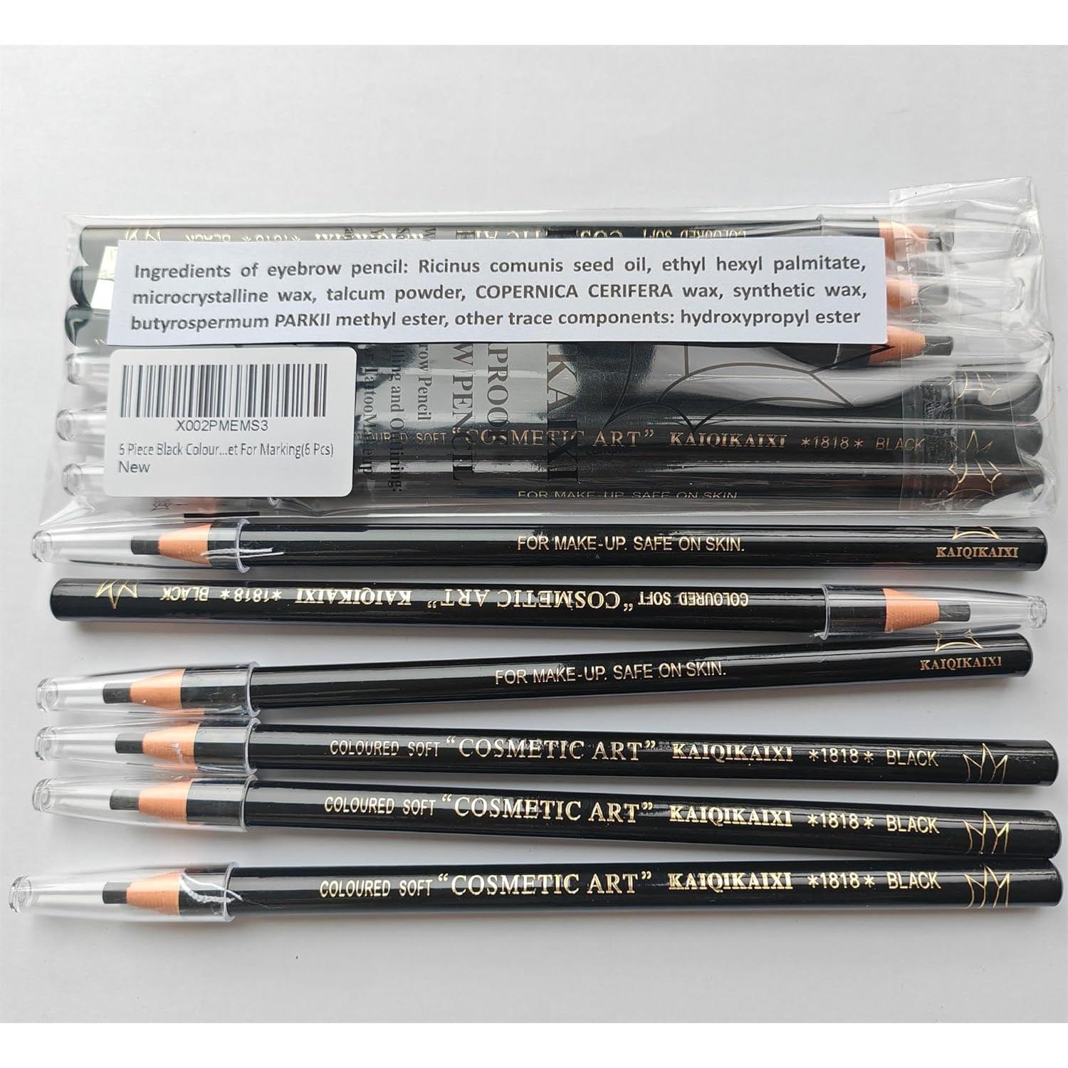 Lápiz de Cejas Impermeable Kaiqikaixi - 6 Piezas Color Negro
