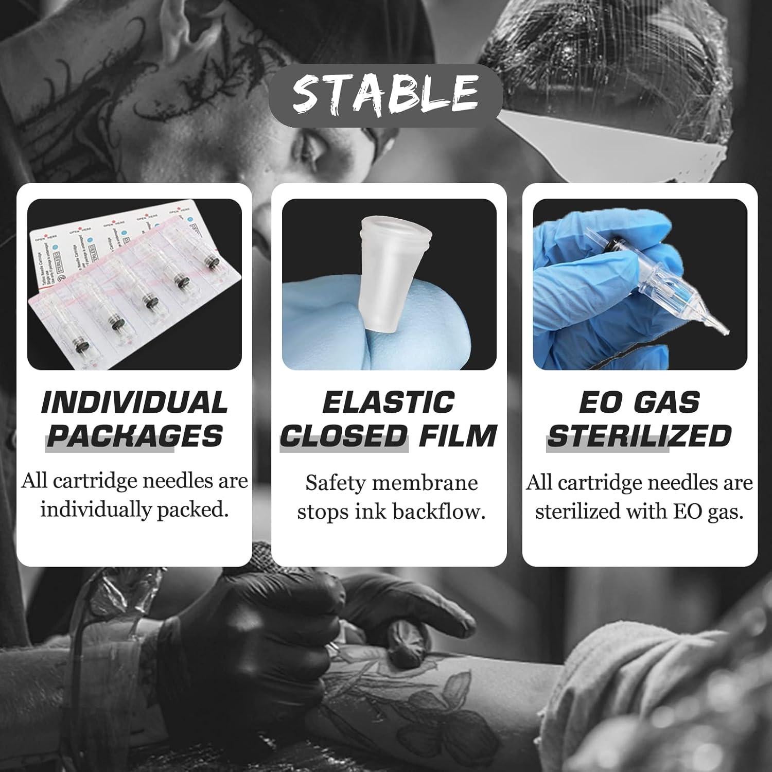 Agujas de Cartucho para Tatuaje Emalla 60Pcs Tamaño Mixto