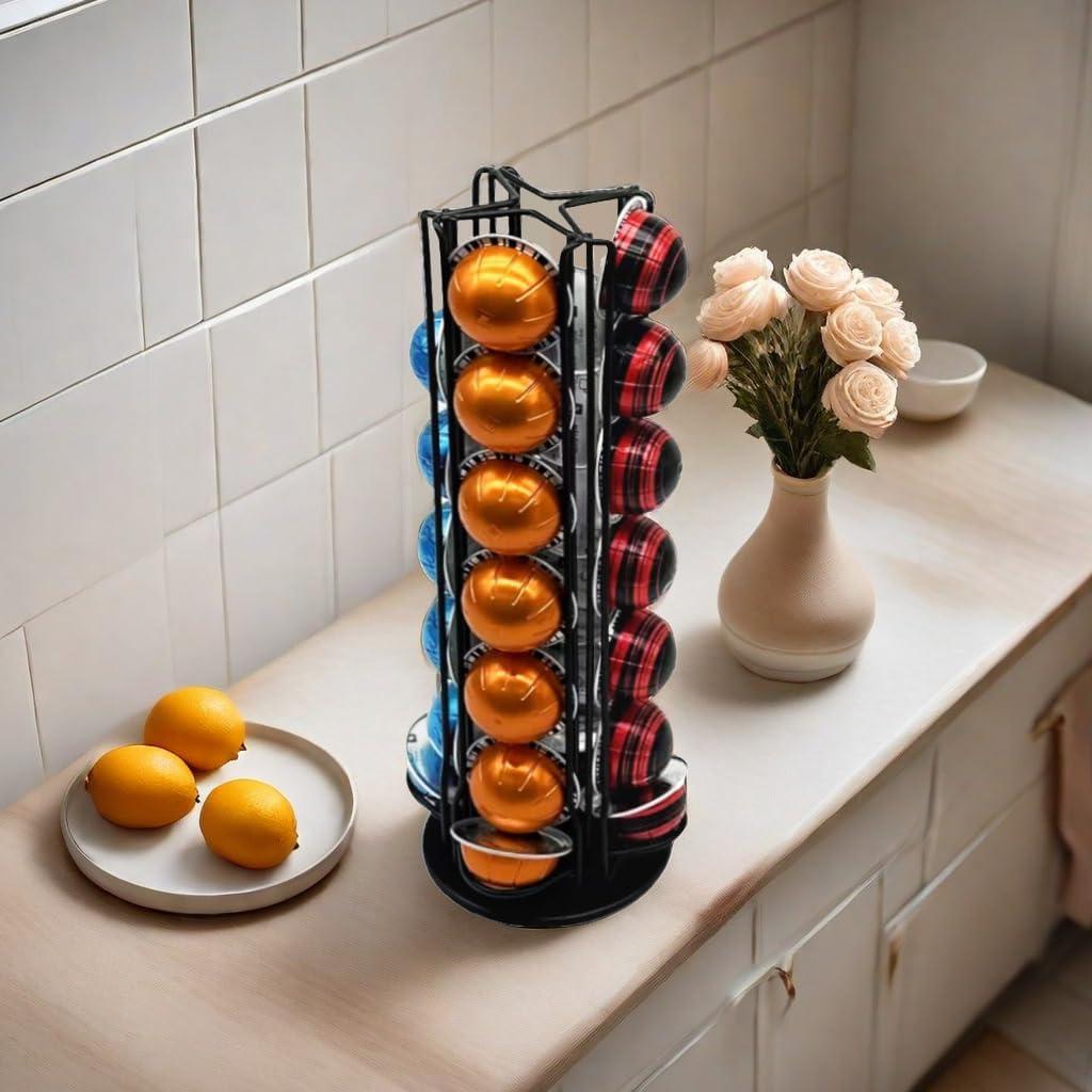 Soporte giratorio para 28 cápsulas Nespresso Meelio negro