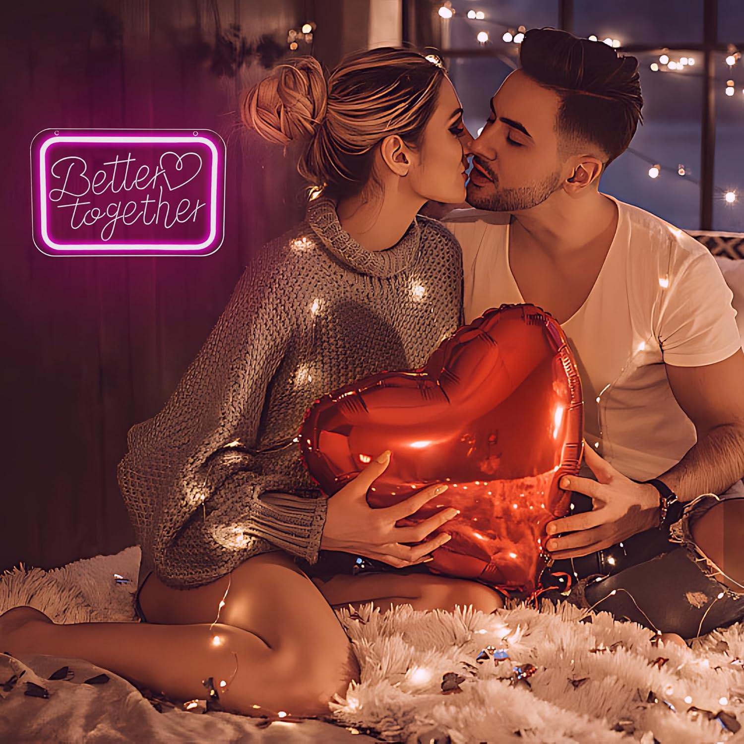 Letrero Neón Mejor Juntos Blecode 30x20cm Rosa LED Decoración