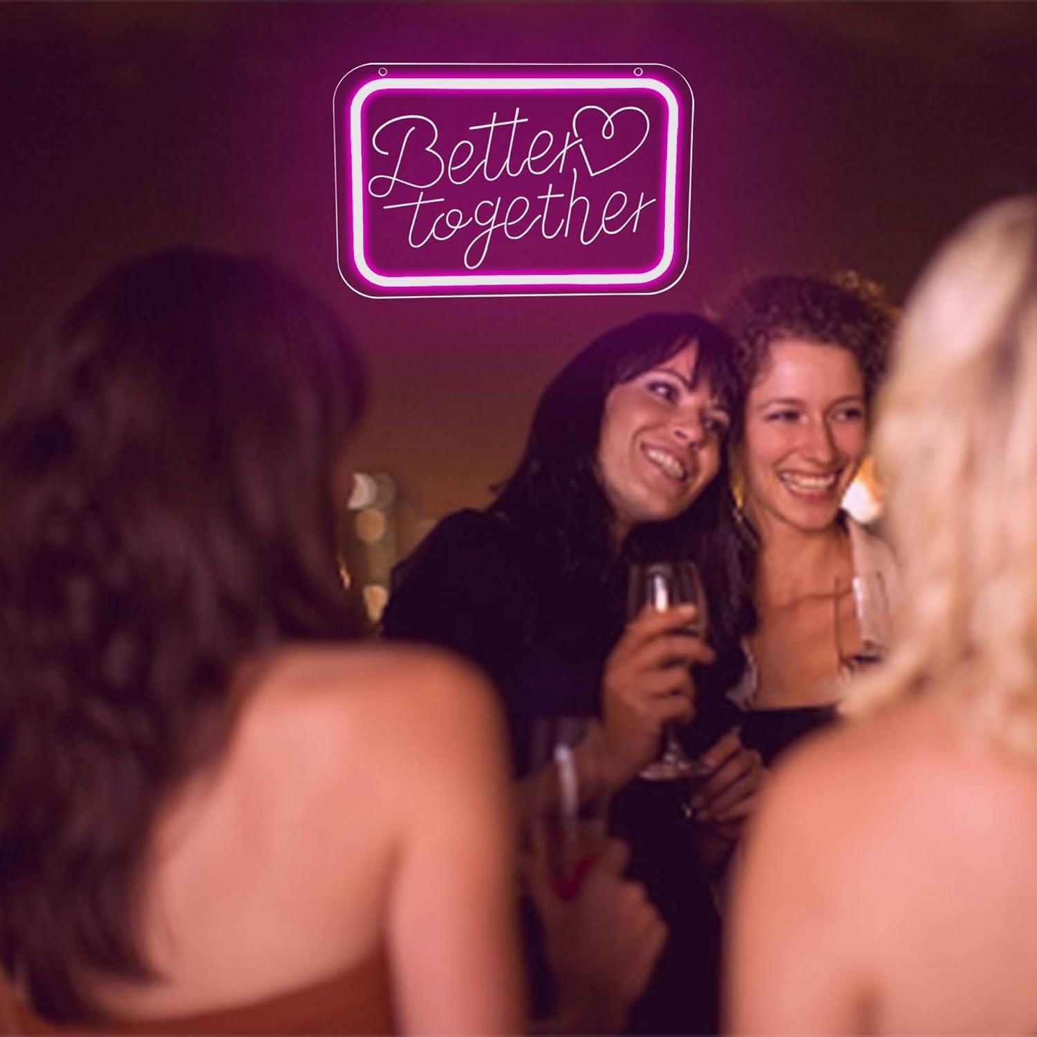 Letrero Neón Mejor Juntos Blecode 30x20cm Rosa LED Decoración