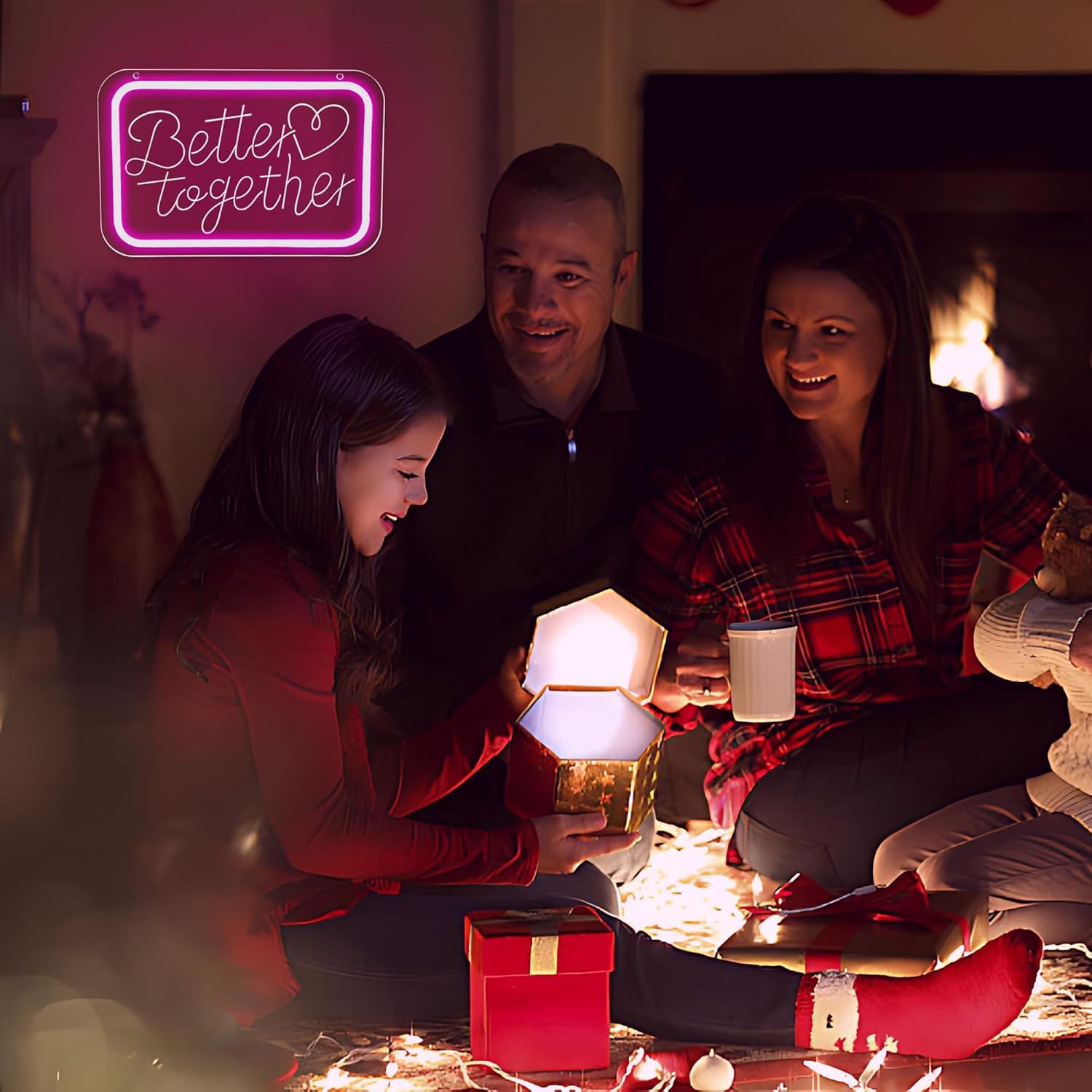 Letrero Neón Mejor Juntos Blecode 30x20cm Rosa LED Decoración