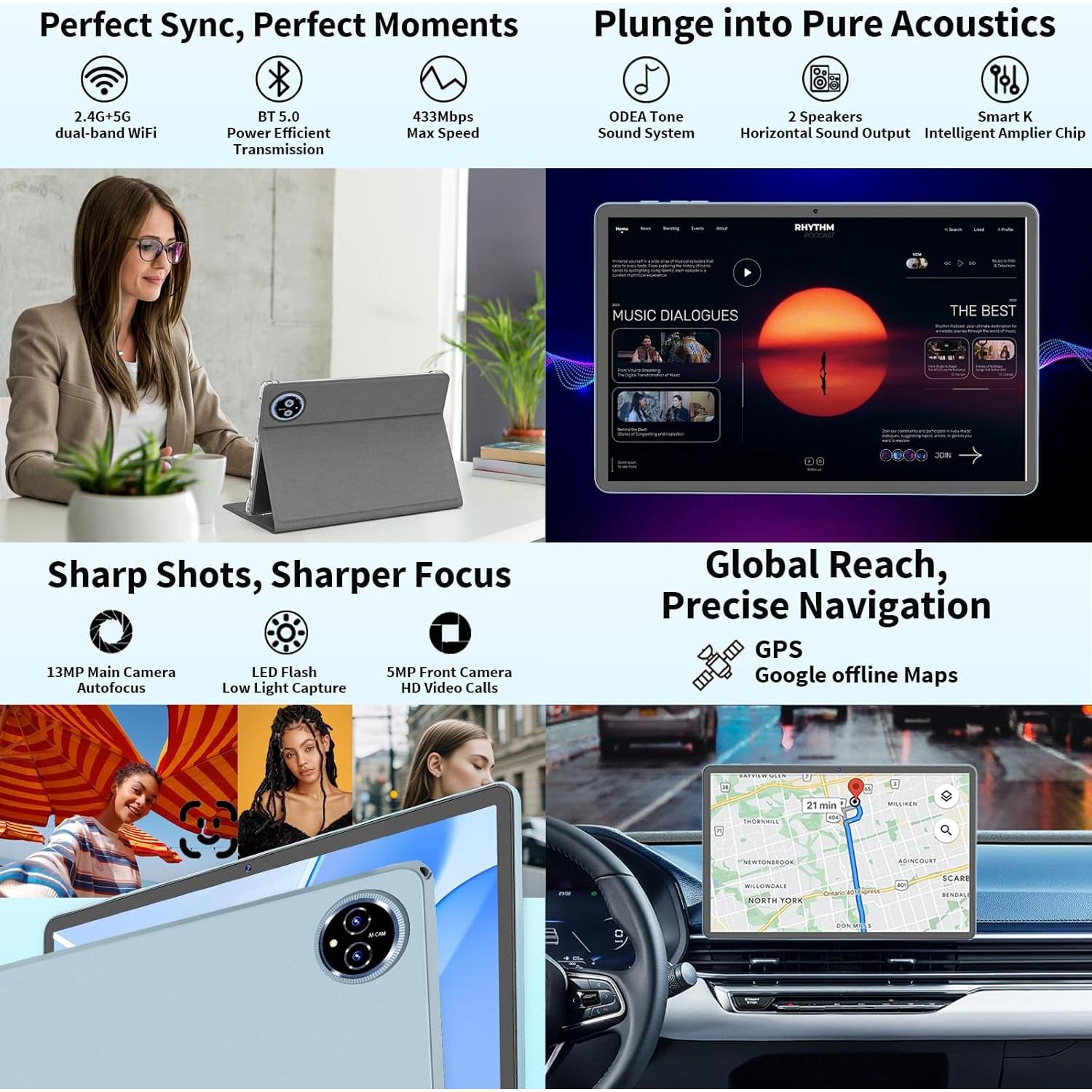 Tablet Android 15 QDDQ 11" 24GB RAM 128GB 1TB Expandible