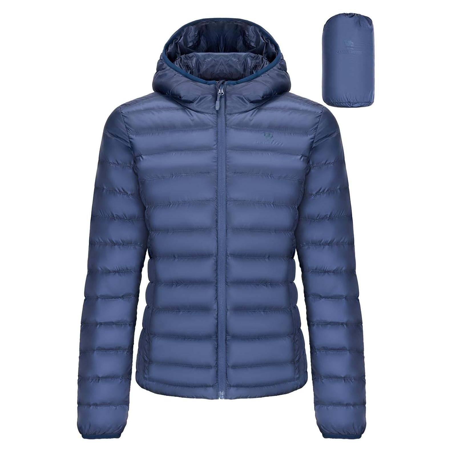 Chaqueta de Plumas CAMEL CROWN Mujer Plegable Azul Ligera Impermeable