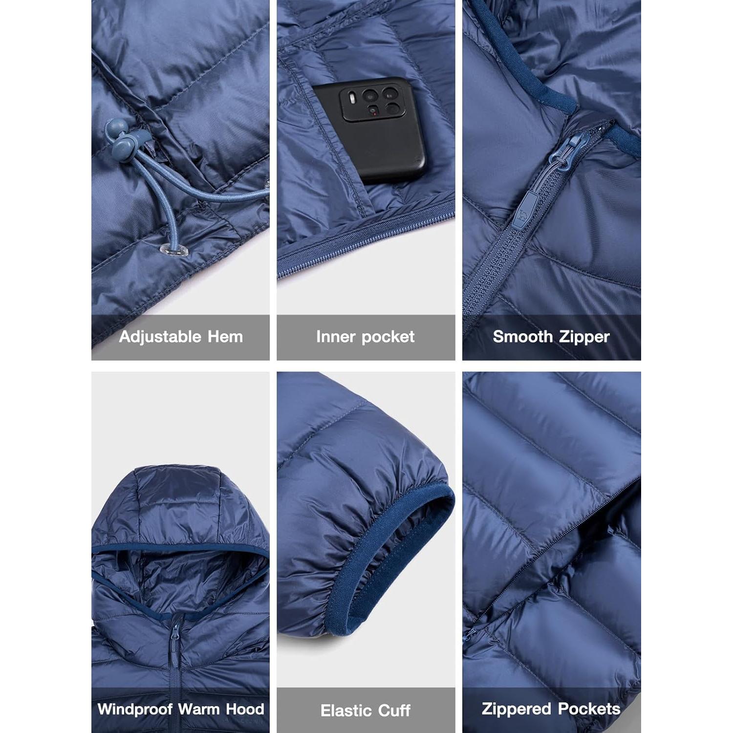 Chaqueta de Plumas CAMEL CROWN Mujer Plegable Azul Ligera Impermeable