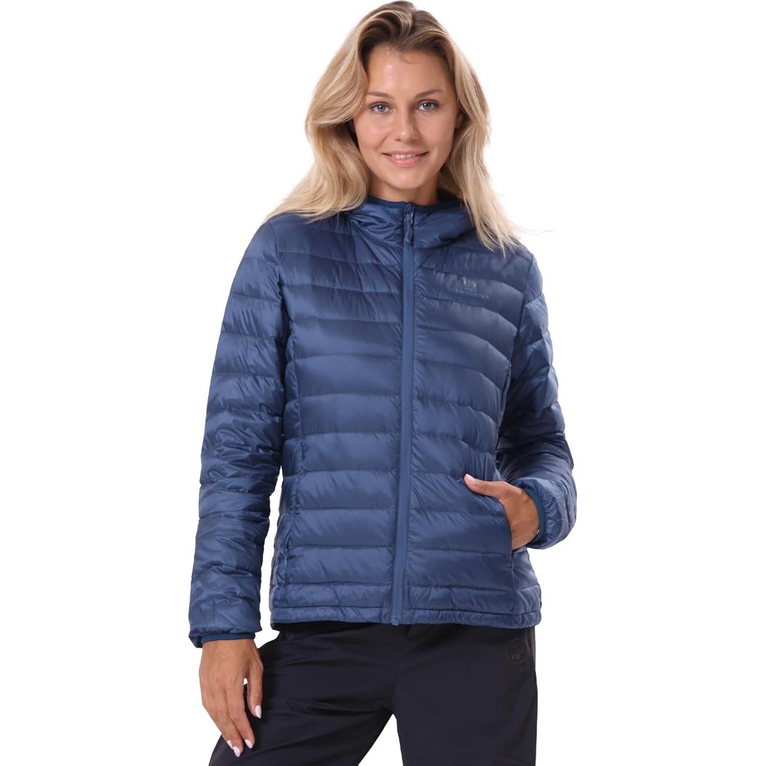 Chaqueta de Plumas CAMEL CROWN Mujer Plegable Azul Ligera Impermeable