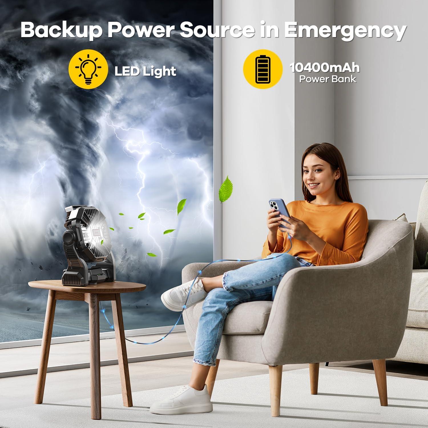 Ventilador Solar Art In Real 10400mAh con Linterna LED 10W