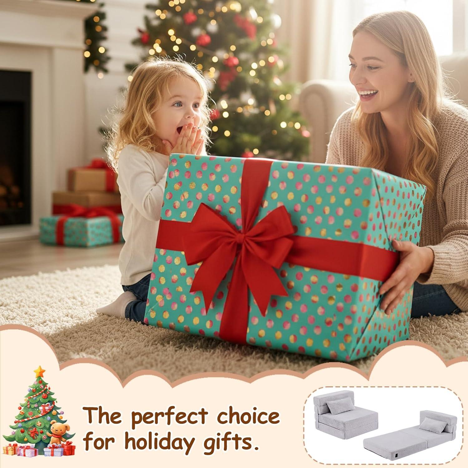 Sofá Cama Plegable Givjoy para Niños con Almohada - Gris