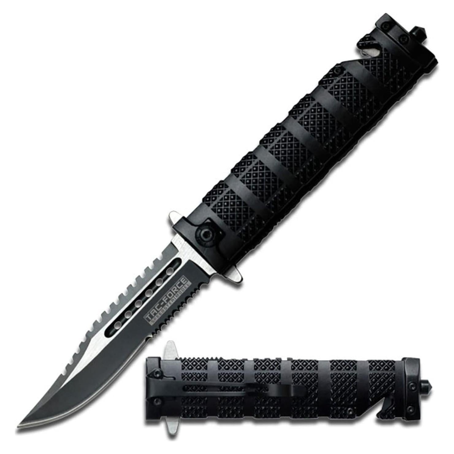 Cuchillo Plegable TAC Force TF-710BK con Hoja Semi-Serrada 8.9 cm