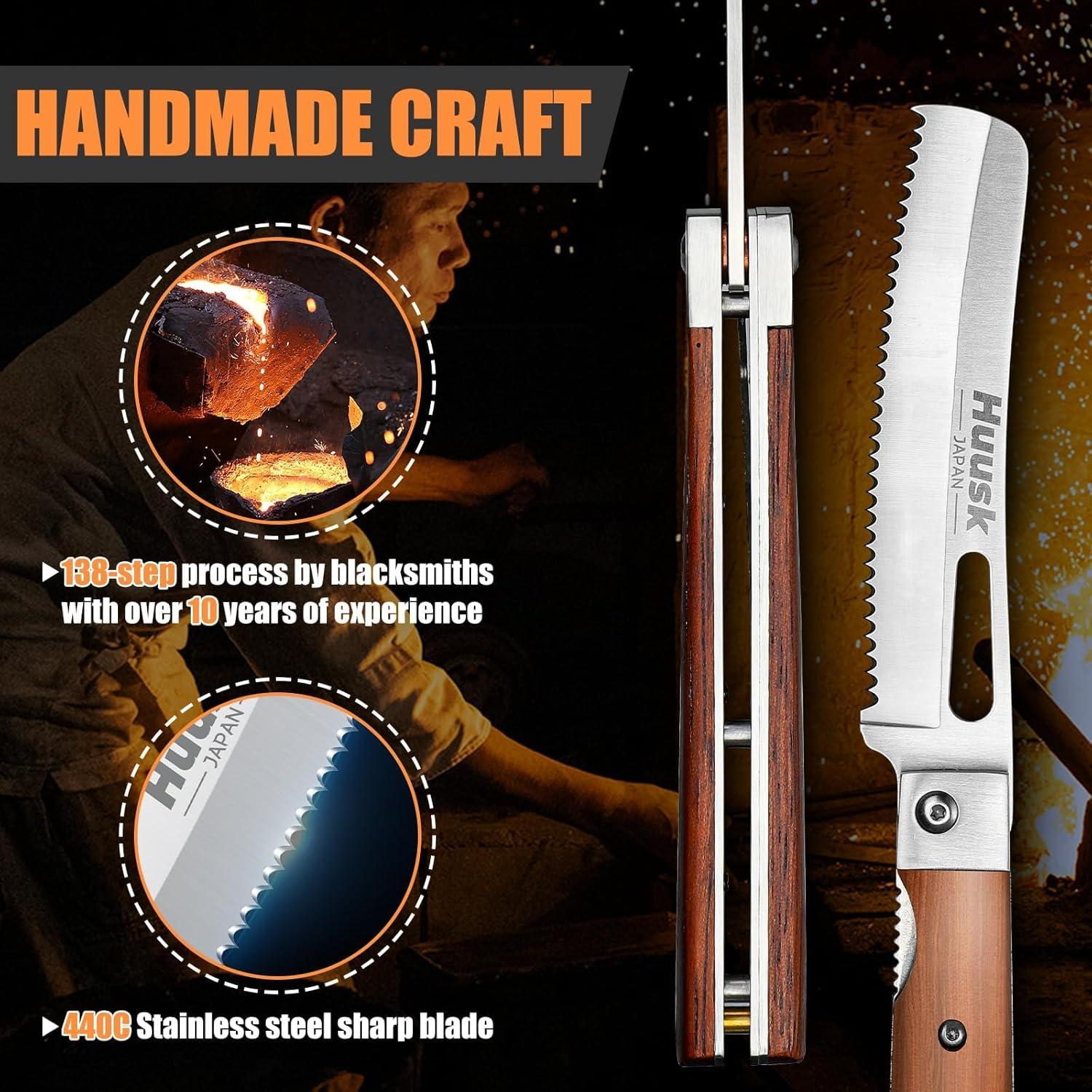 Cuchillo de Pan Plegable Huusk de Acero Inoxidable 440C