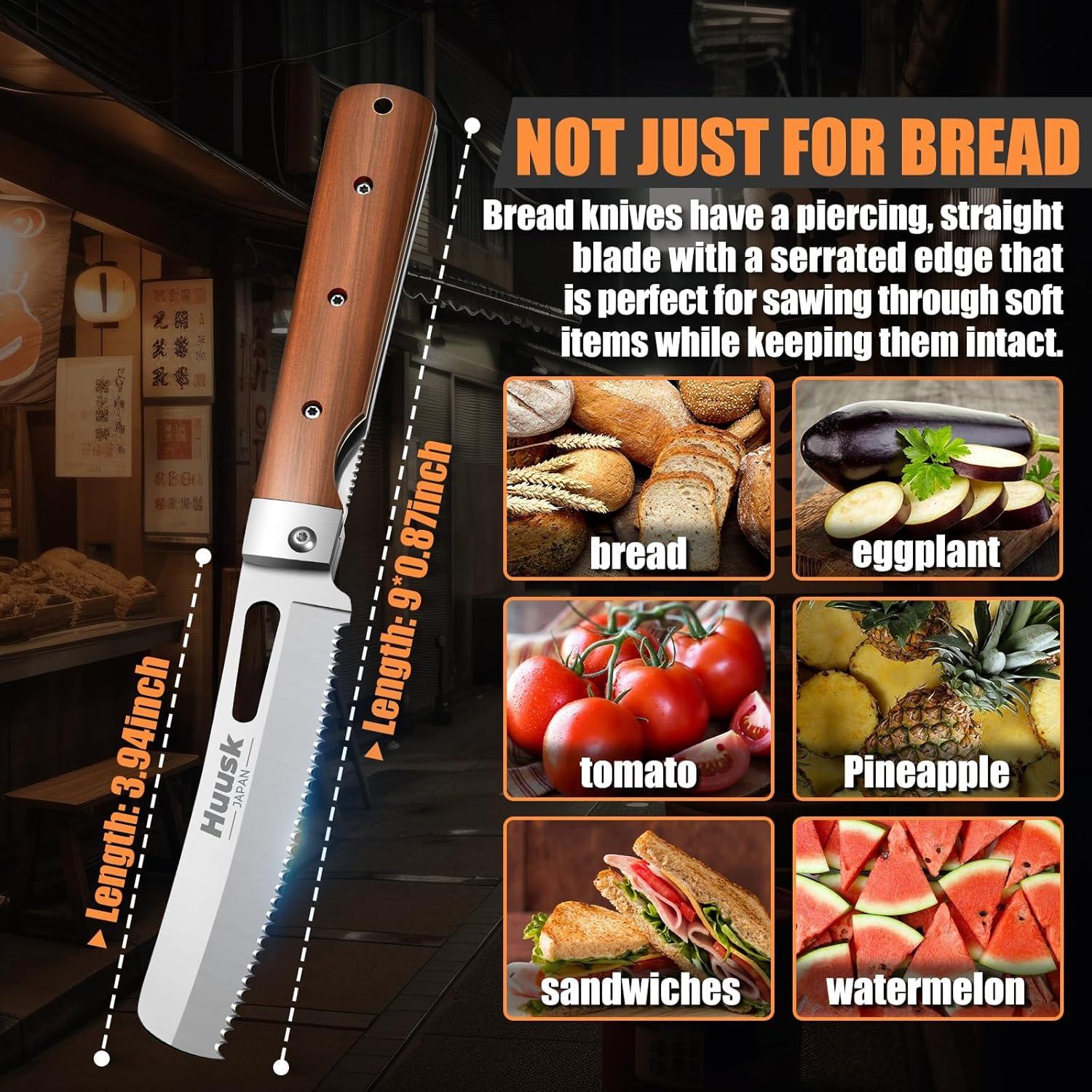 Cuchillo de Pan Plegable Huusk de Acero Inoxidable 440C