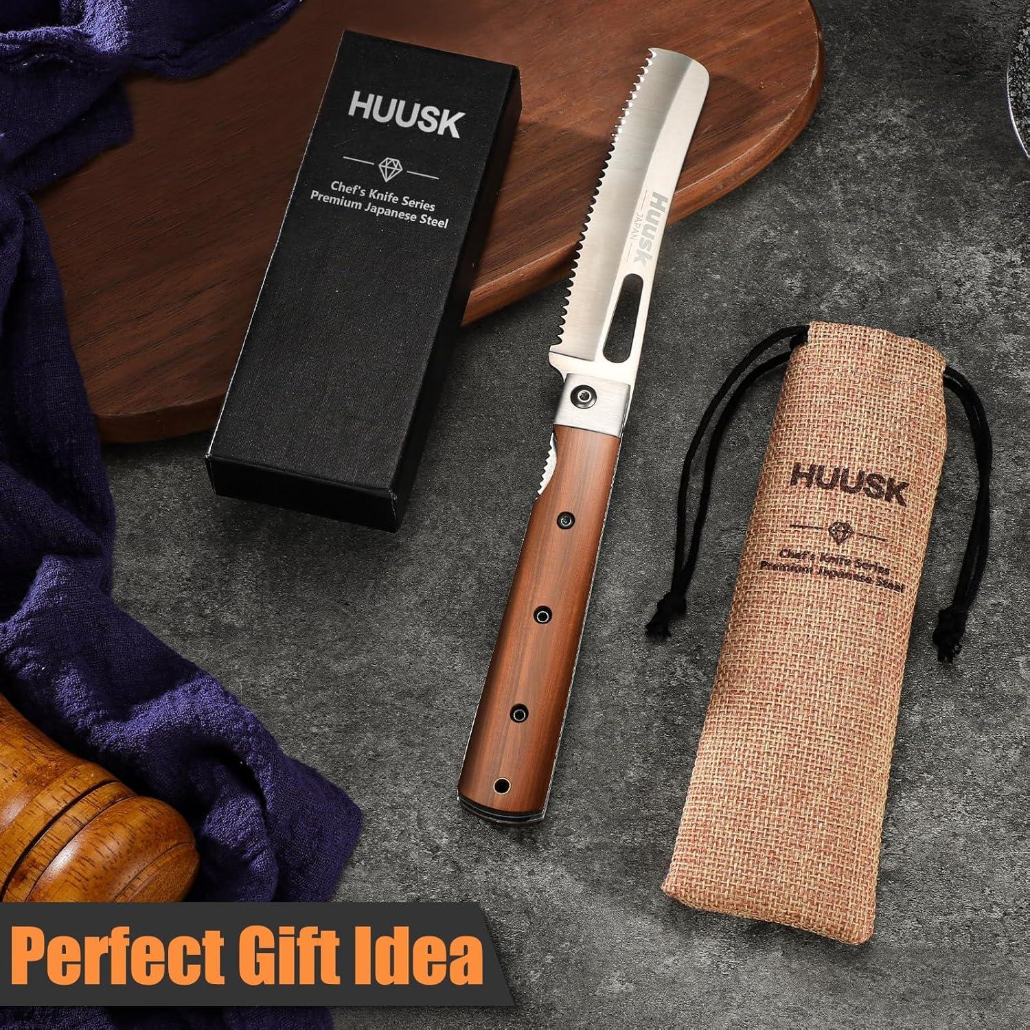 Cuchillo de Pan Plegable Huusk de Acero Inoxidable 440C