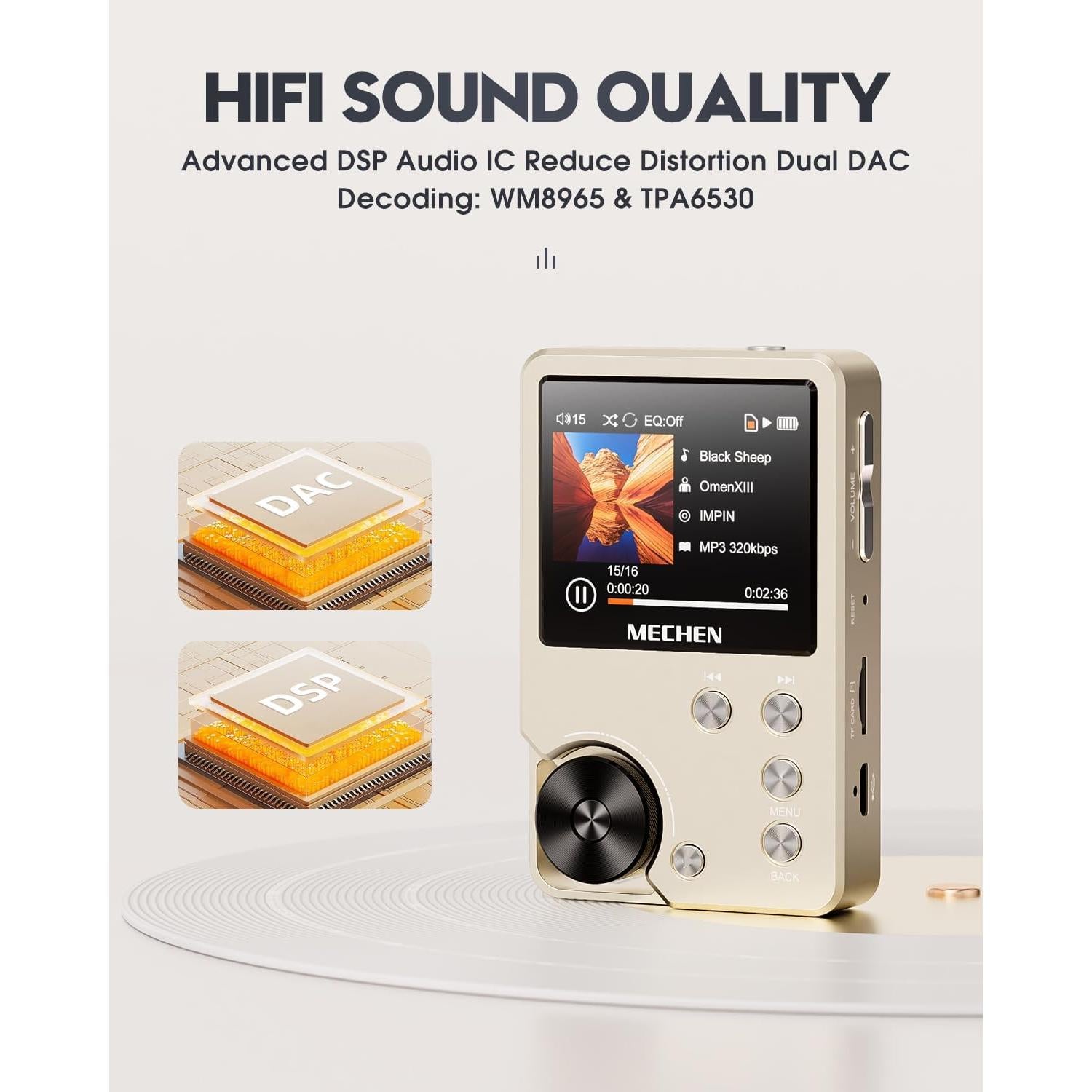 Reproductor MP3 HiFi MECHEN M30 Oro 64GB Alta Resolución