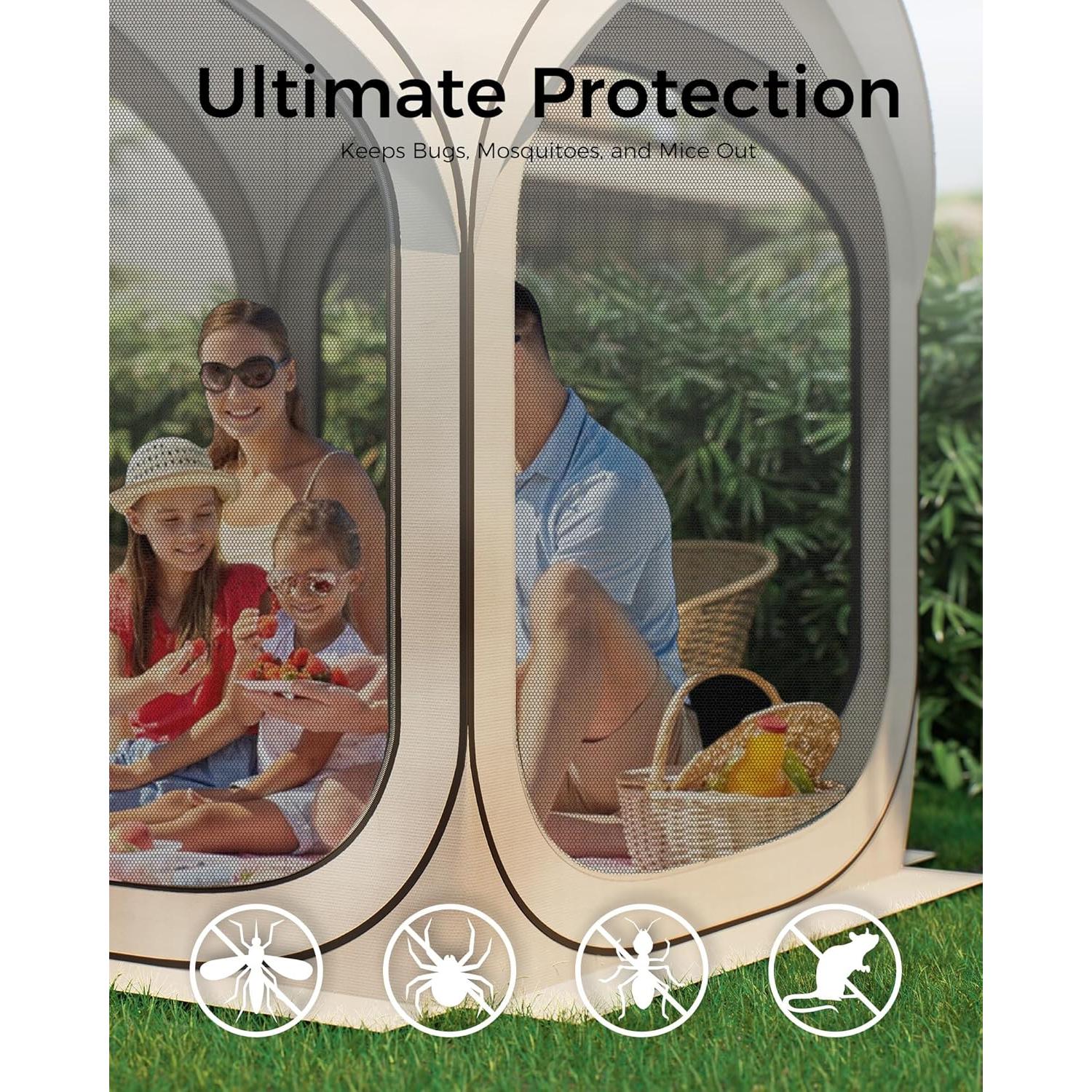 Carpa Pop-Up Mars Explo 6x6m Beige con Puertas de Malla