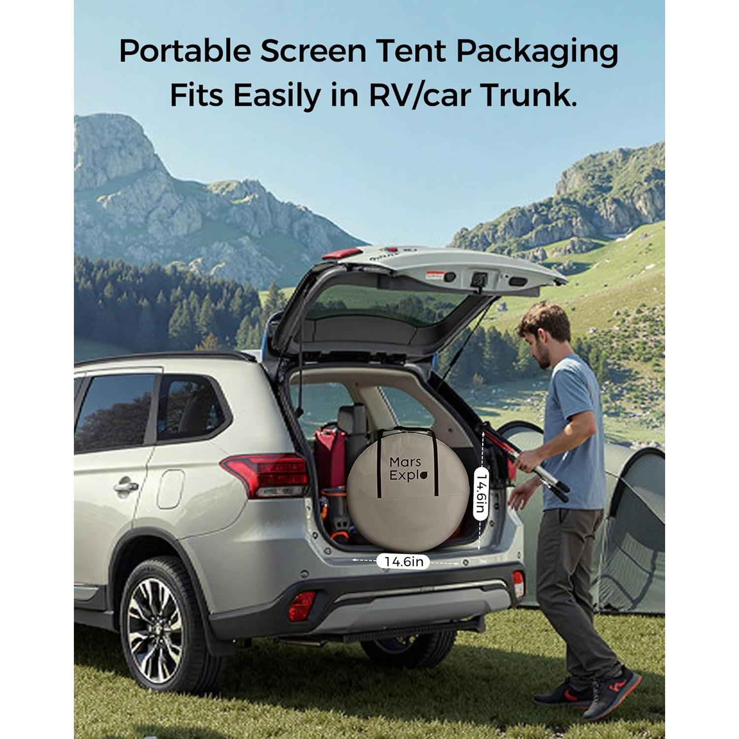 Carpa Pop-Up Mars Explo 6x6m Beige con Puertas de Malla