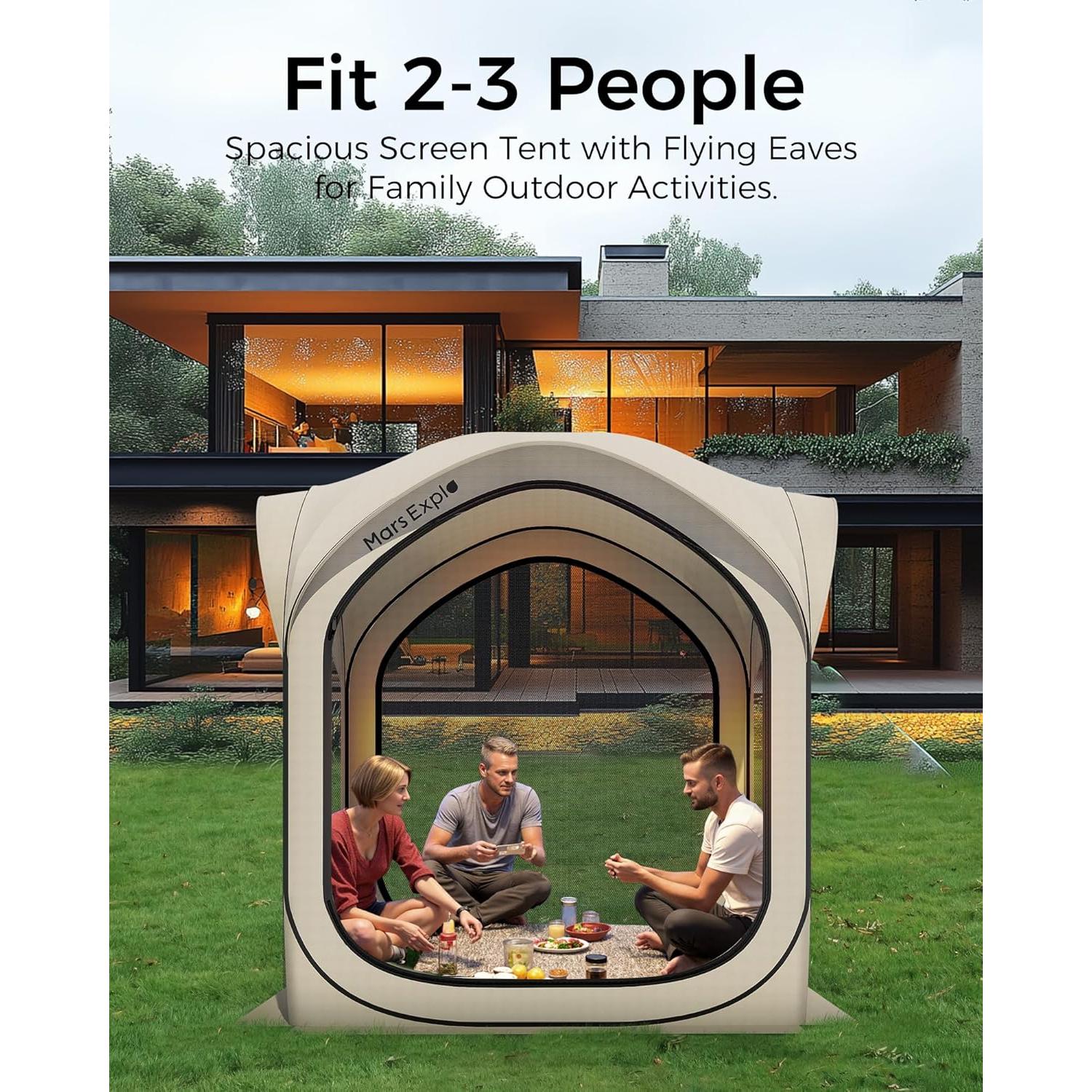 Carpa Pop-Up Mars Explo 6x6m Beige con Puertas de Malla