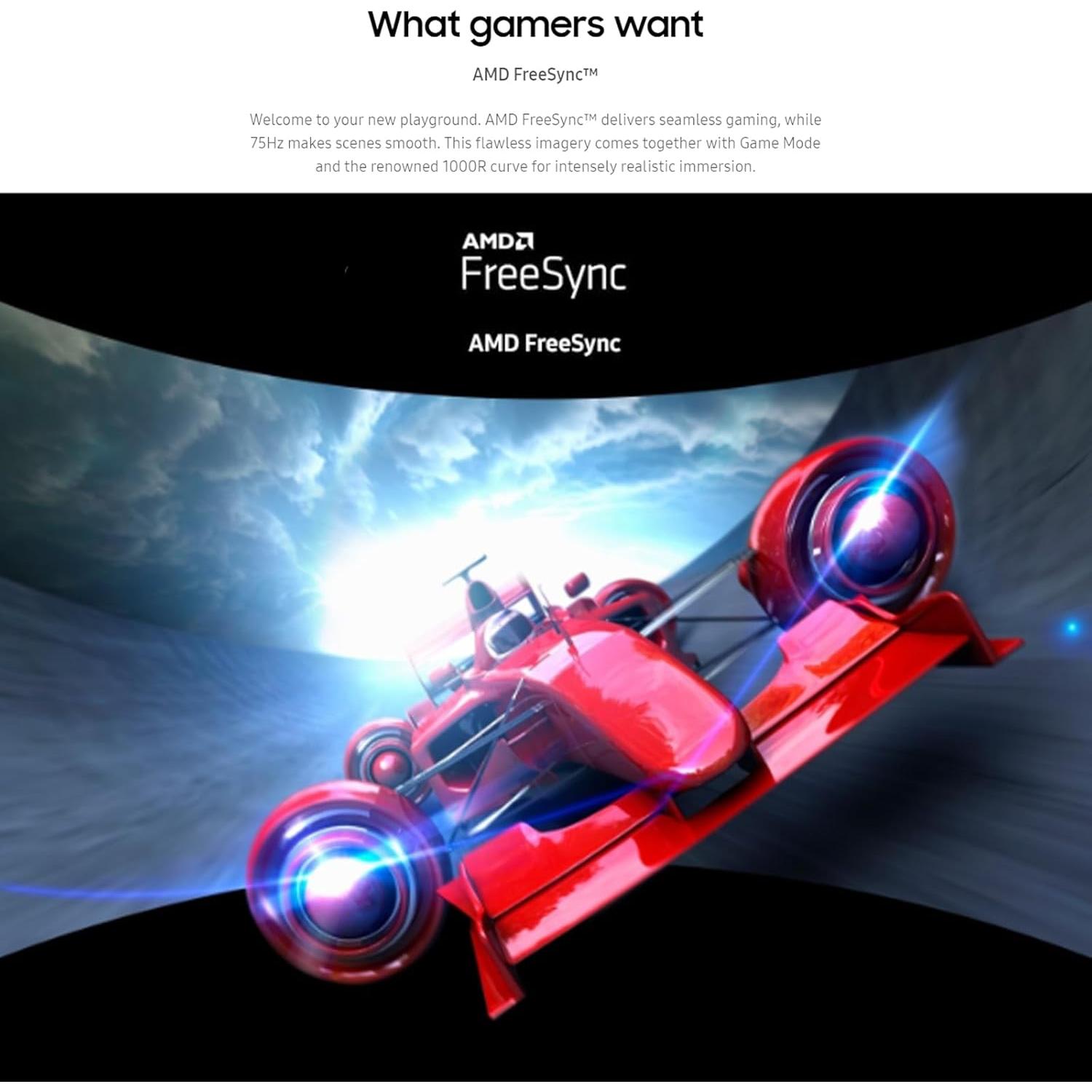 Monitor Curvo Samsung 27" FHD 60Hz AMD FreeSync 4ms Blanco