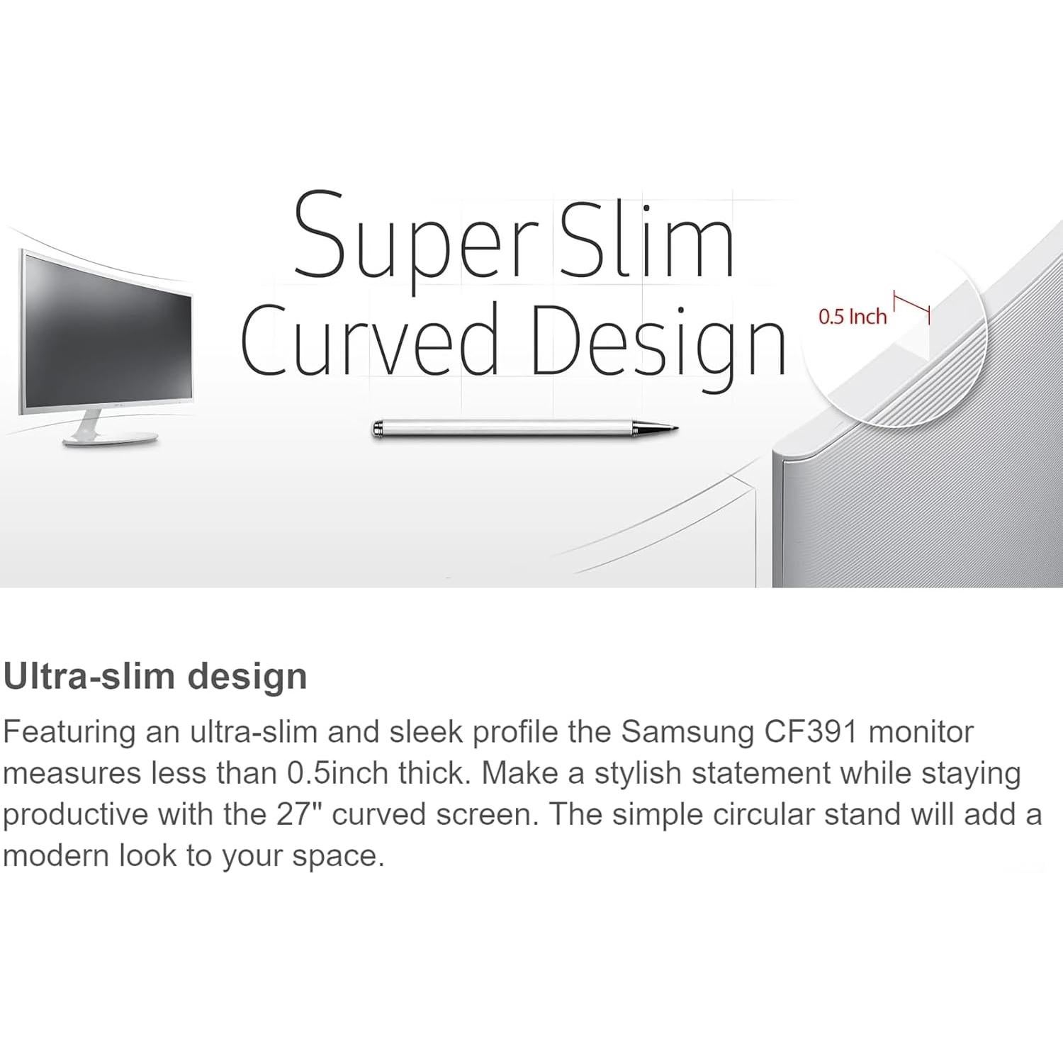 Monitor Curvo Samsung 27" FHD 60Hz AMD FreeSync 4ms Blanco