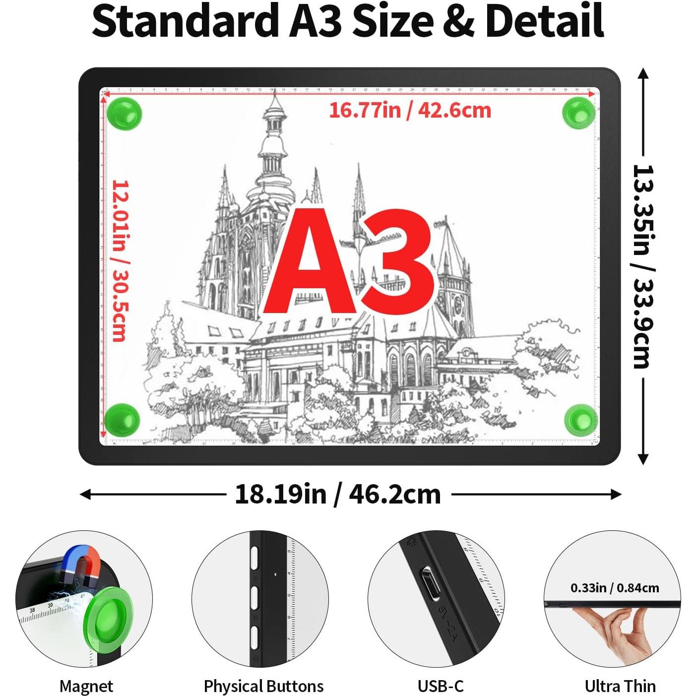 Mesa de Luz A3 Recargable Zocelight LED 5600 Lux Negra