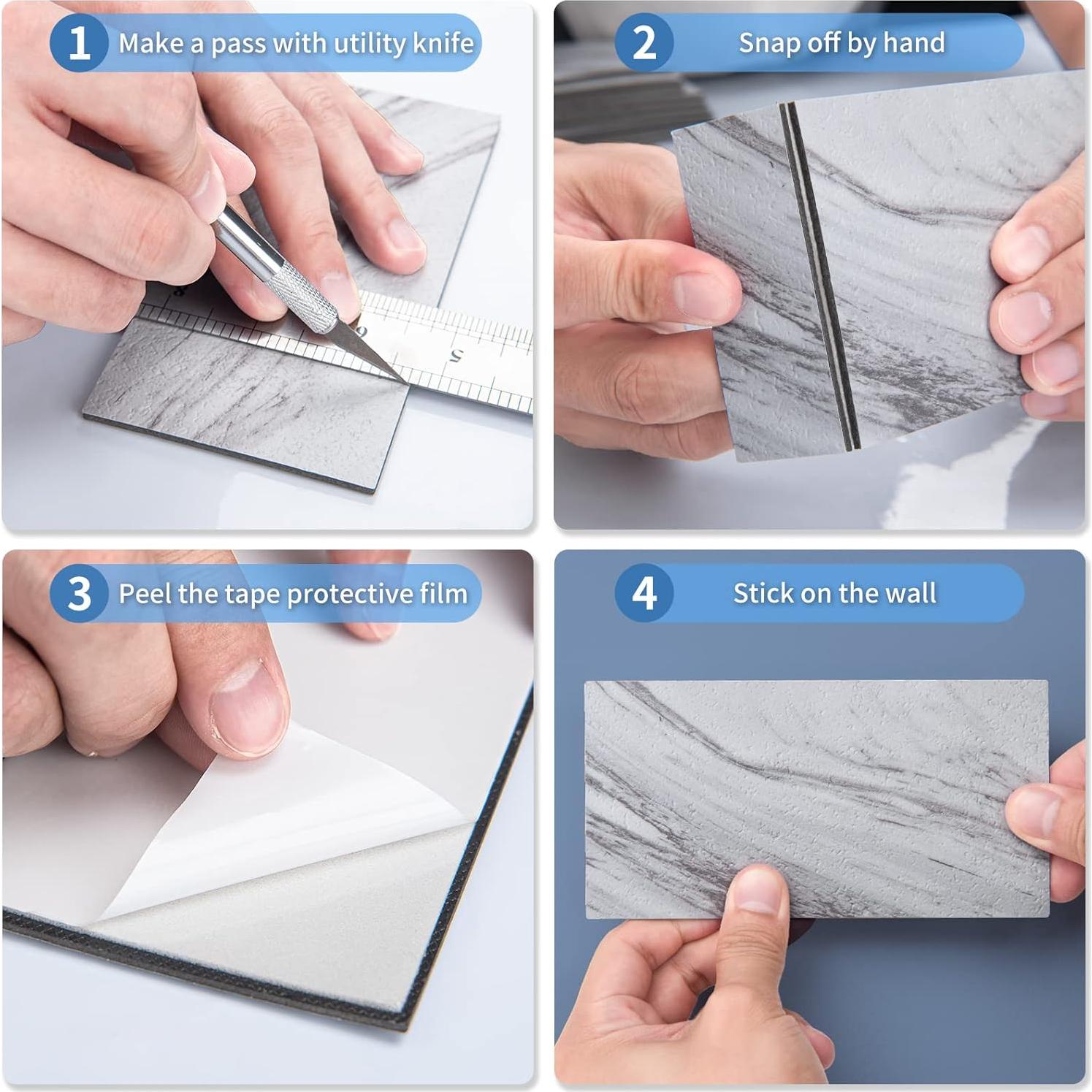 Azulejo Autoadhesivo Art3d 32 Piezas 7.62x15.24cm Blanco Granito