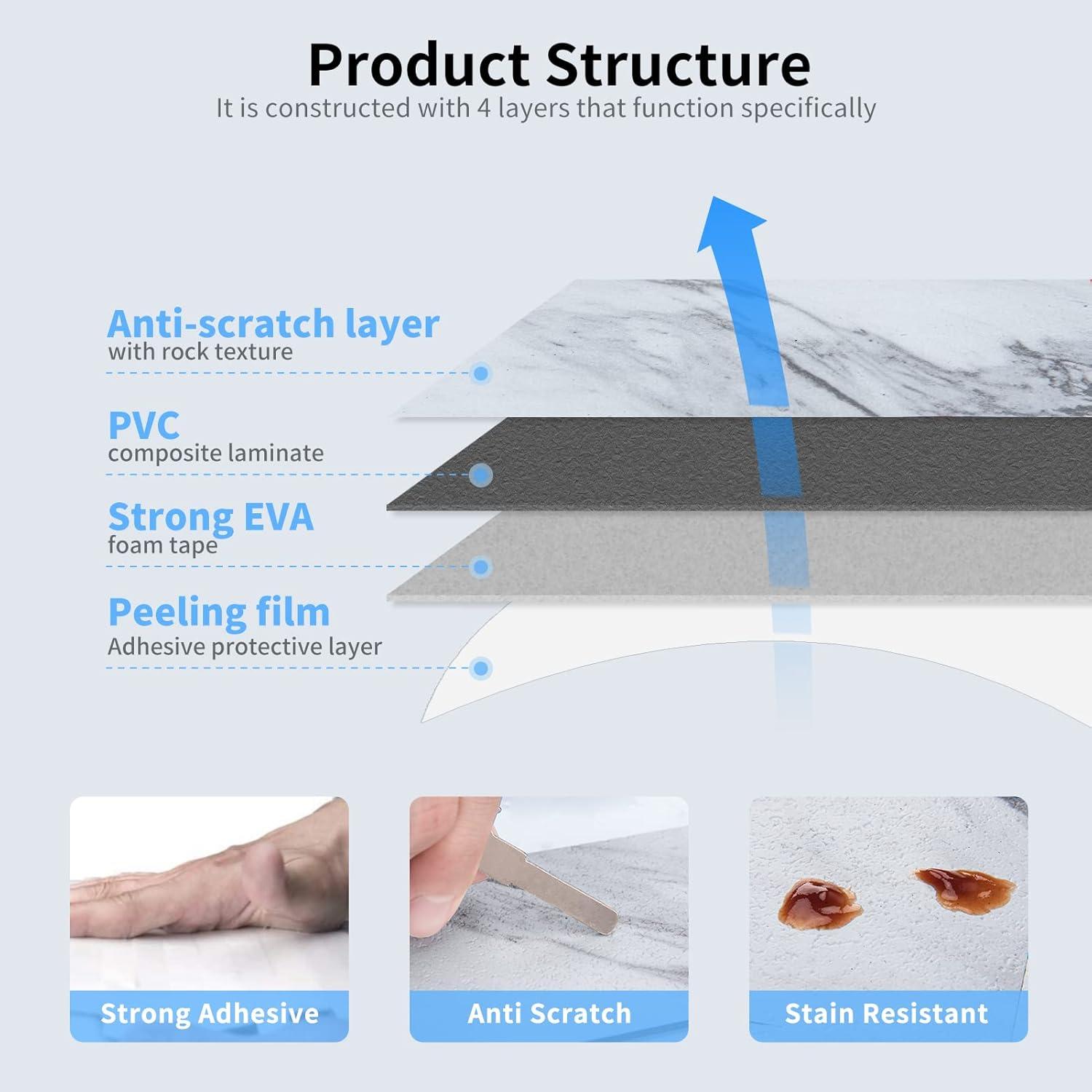 Azulejo Autoadhesivo Art3d 32 Piezas 7.62x15.24cm Blanco Granito