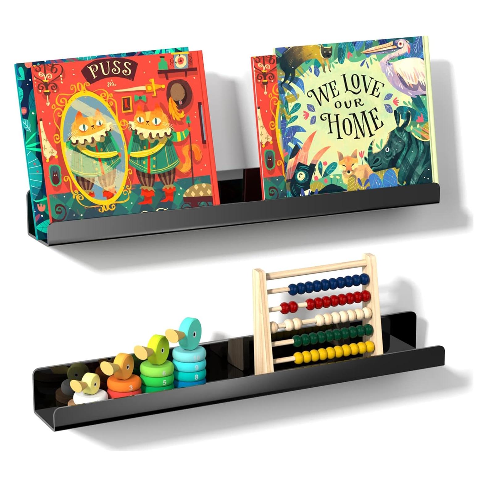 Estante Magnético de Acrílico NiHome 43 cm - 2 Unidades Negro